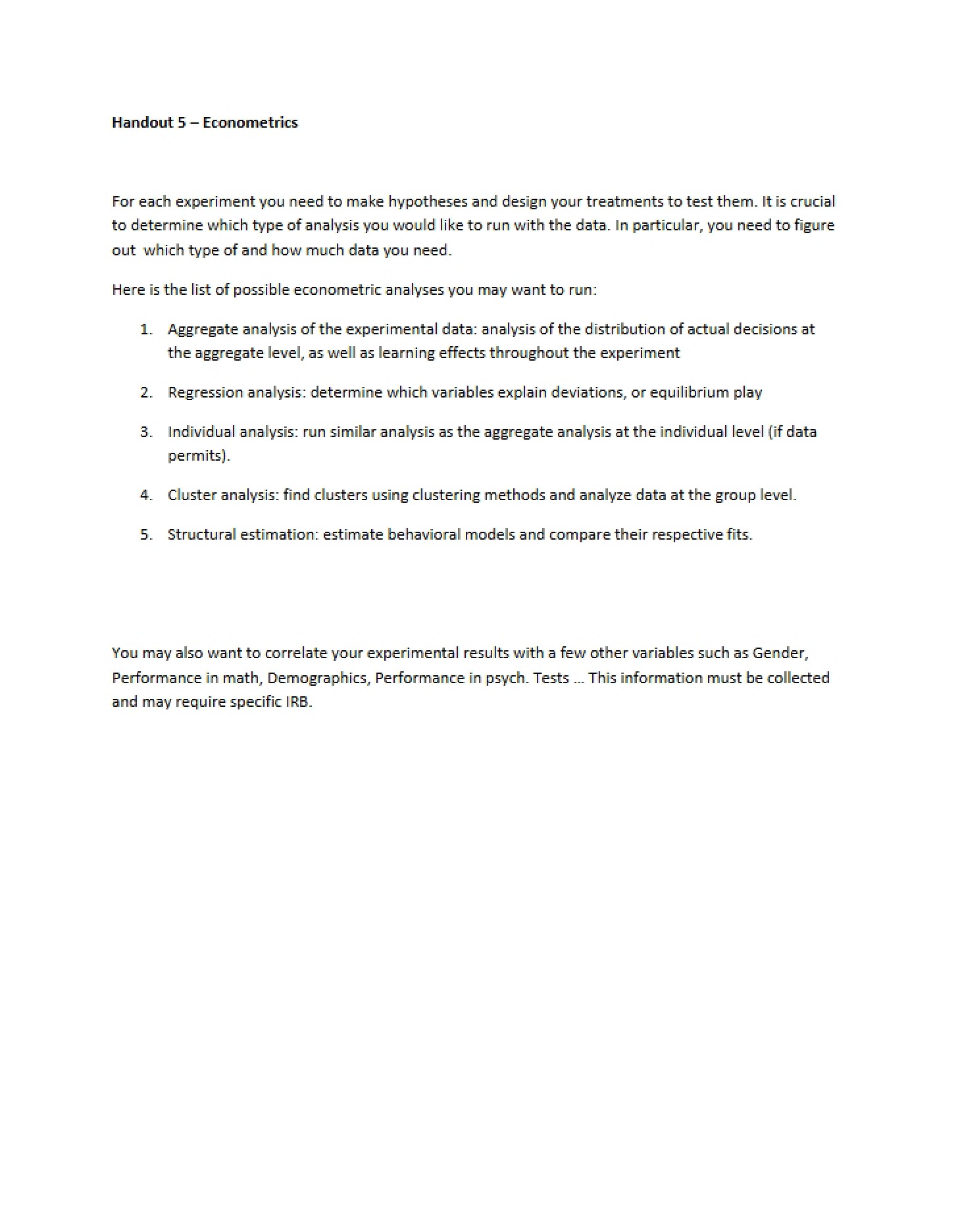 Fifth Handout