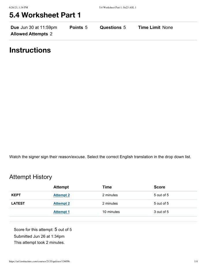 Part 1 of 5.4 Worksheet