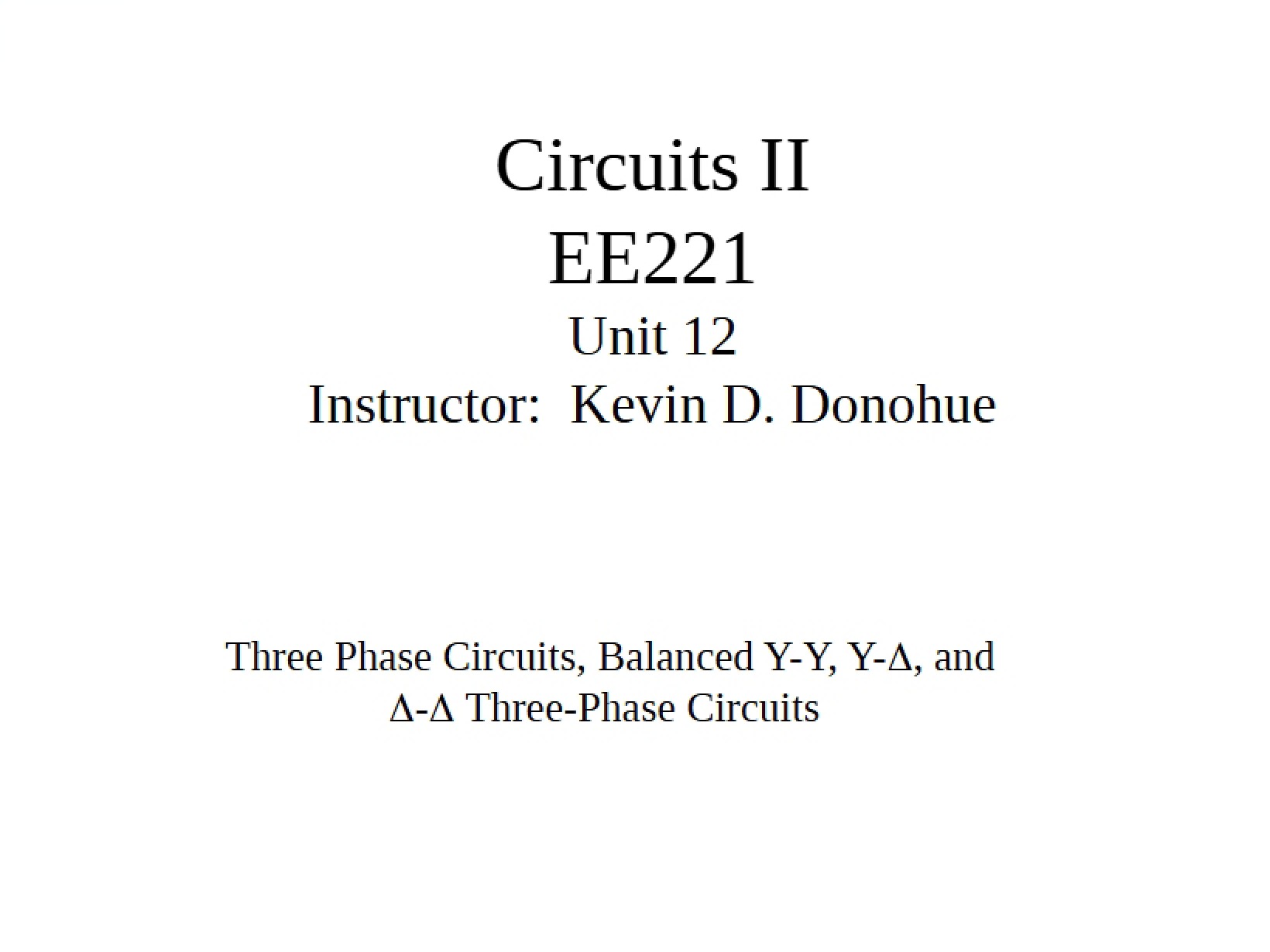 Circuits II Unit 12