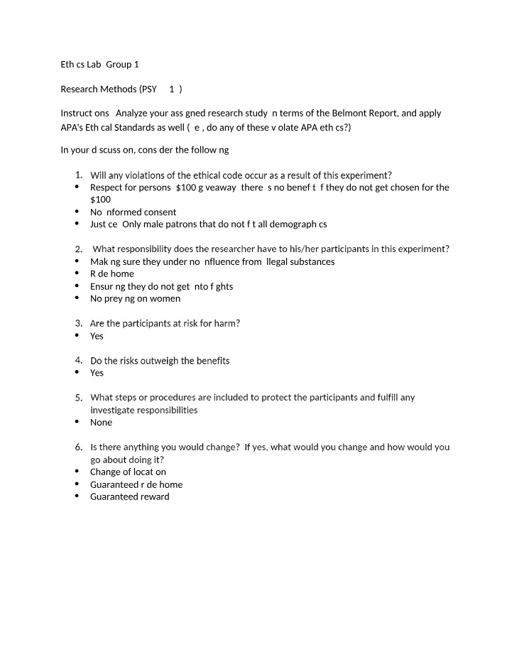 Ethics Lab - Research Study on Belmont Report & APA