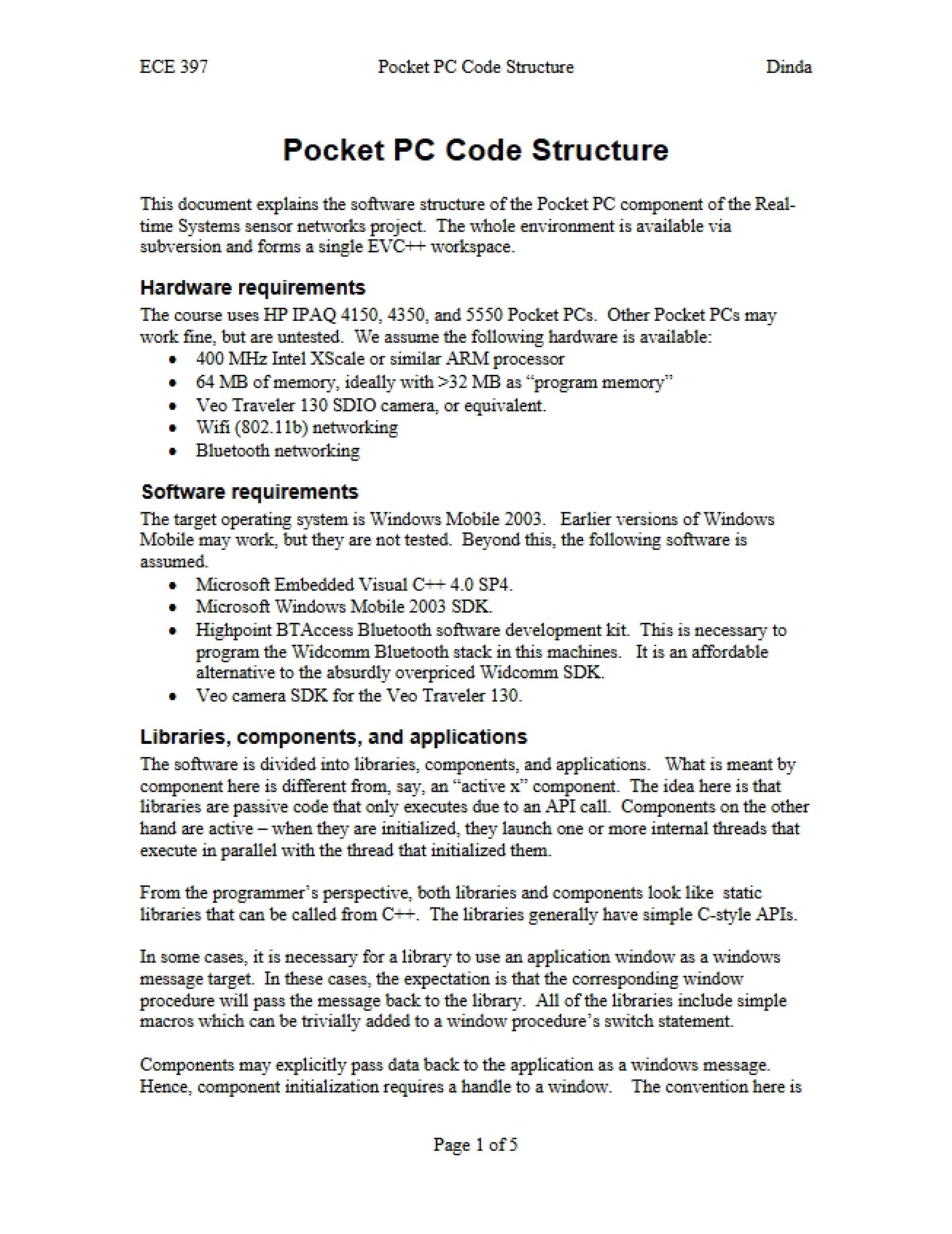 Code Structure for Pocket PC