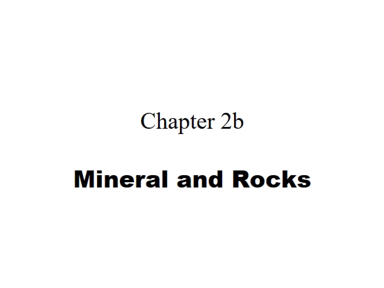 Rocks and Minerals