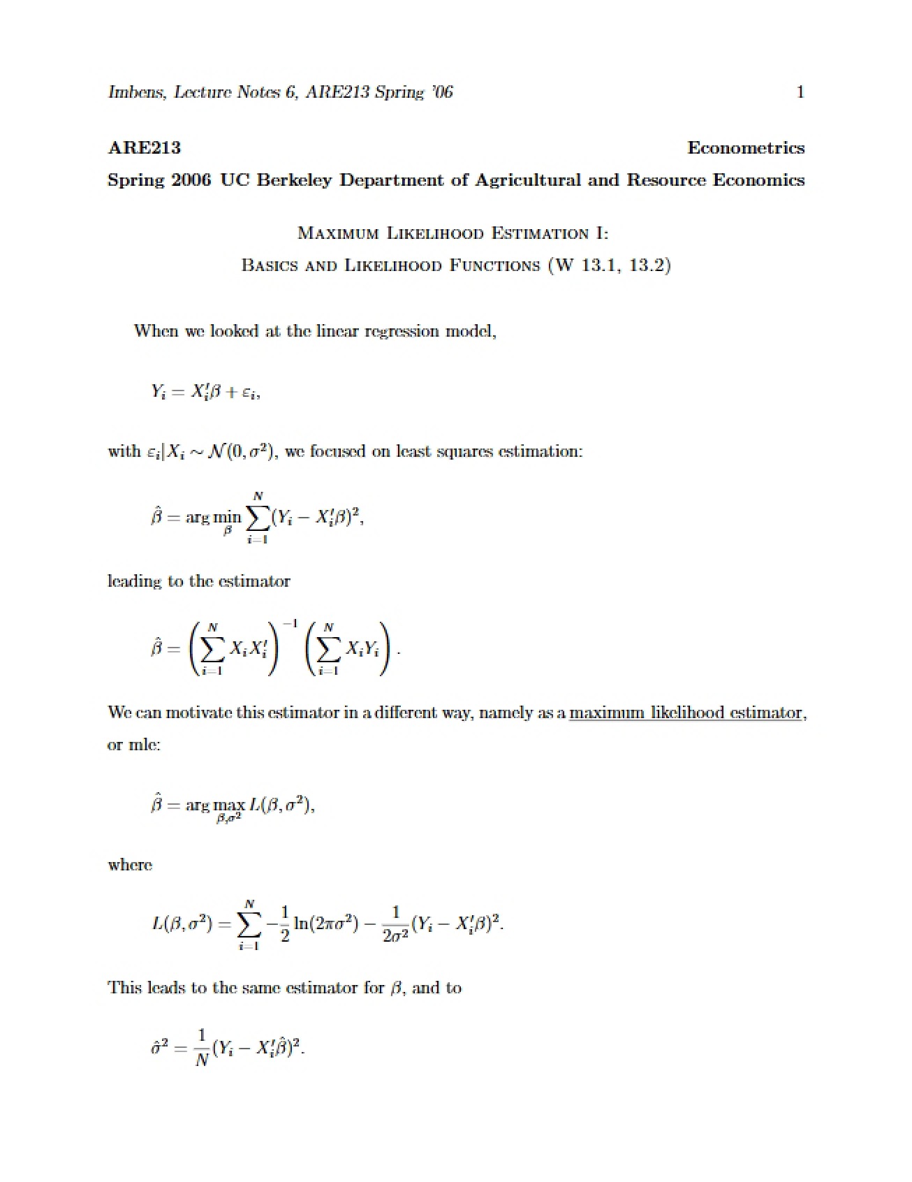 Likelihood Functions and MLE Basics (Part I)
