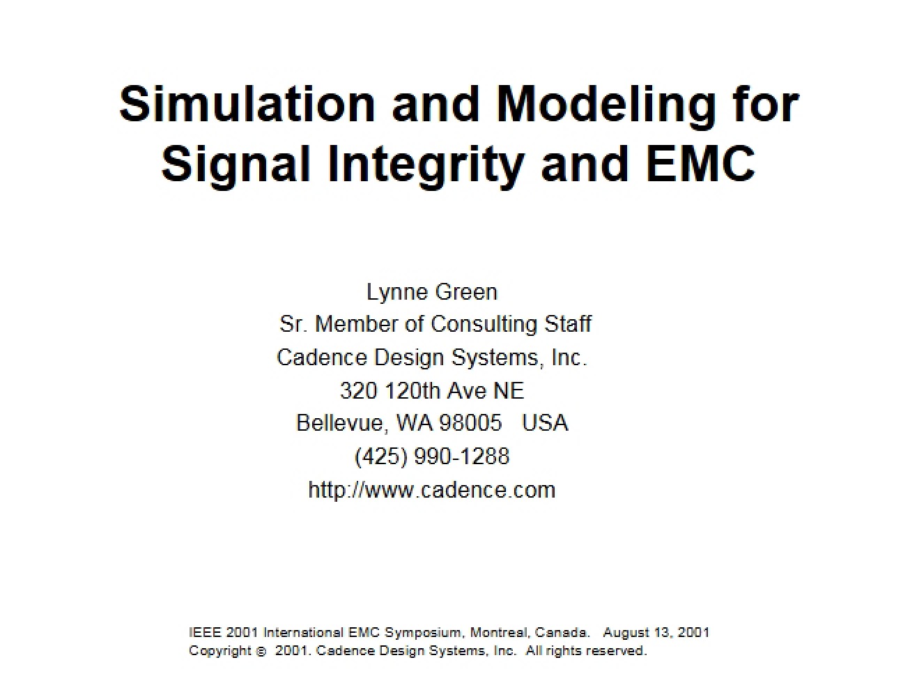 EMC and Signal Integrity Modeling and Simulation