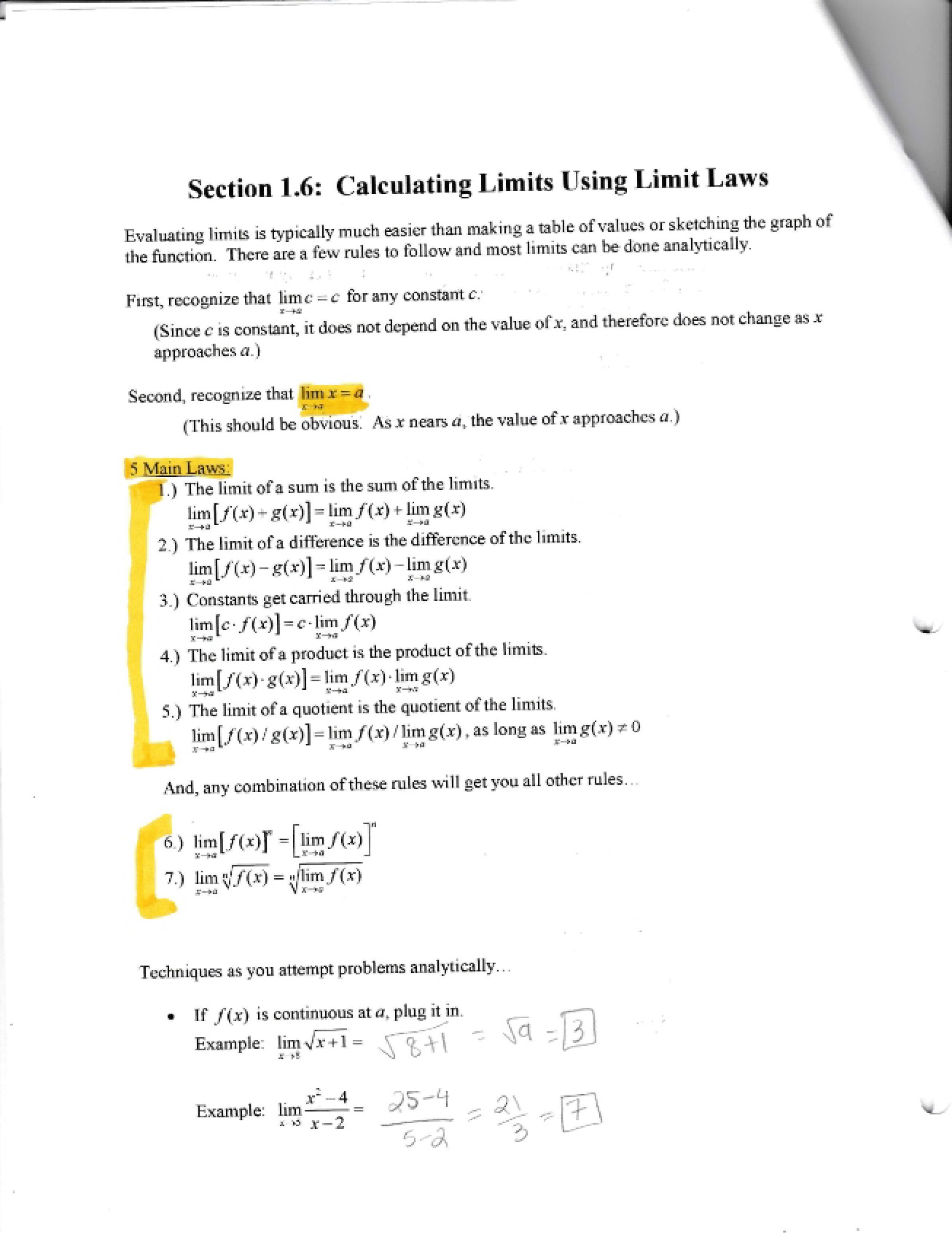 Material from Section 1.6
