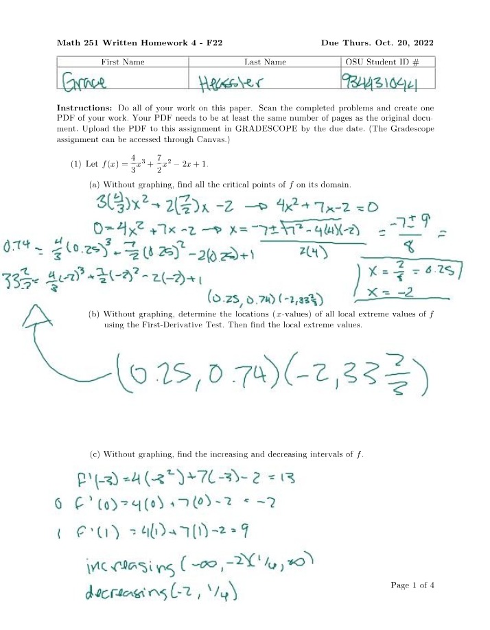 Written Homework 4 for Math 251