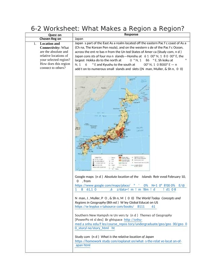 What Makes a Region a Region (6-2 Worksheet)