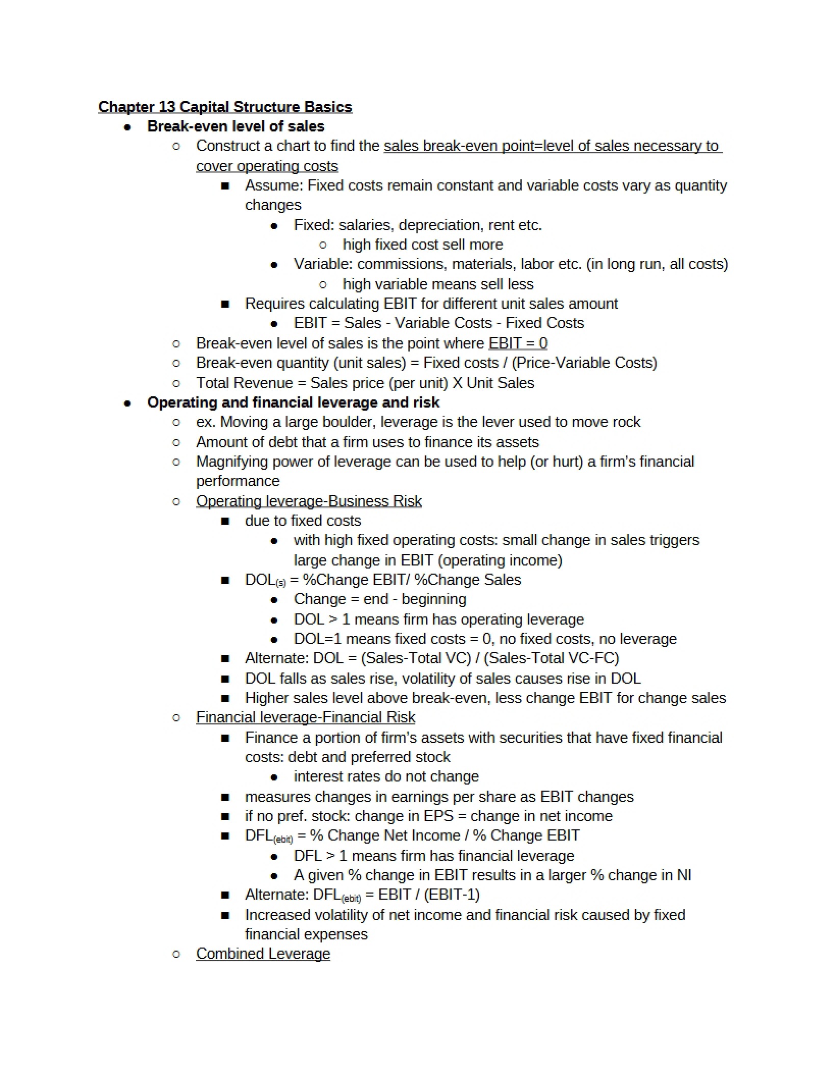 Basics of Capital Structure Chapter 13