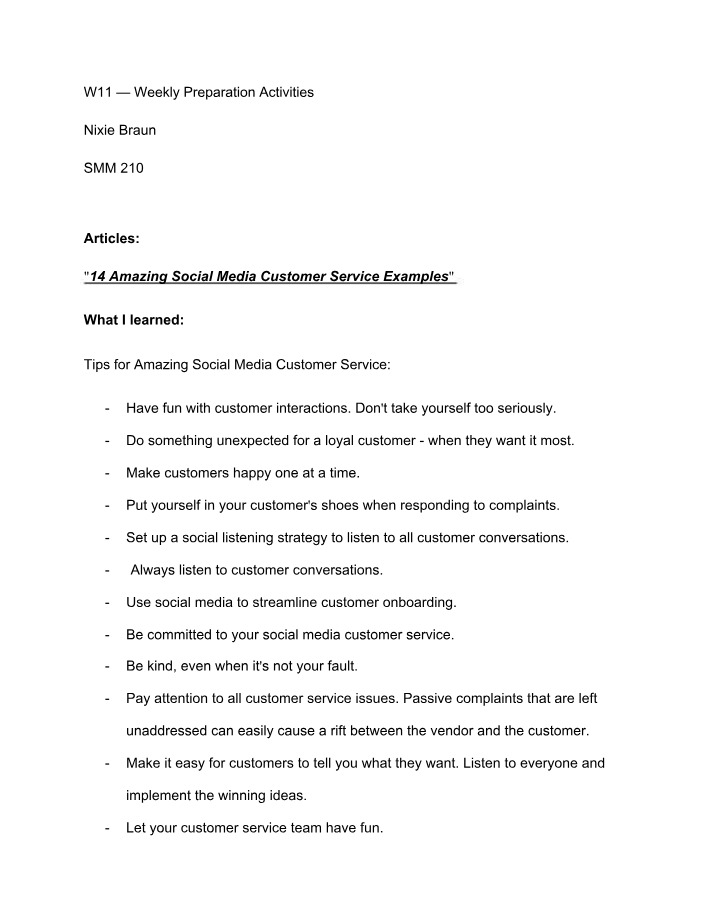 Weekly Preparation Activities - W11