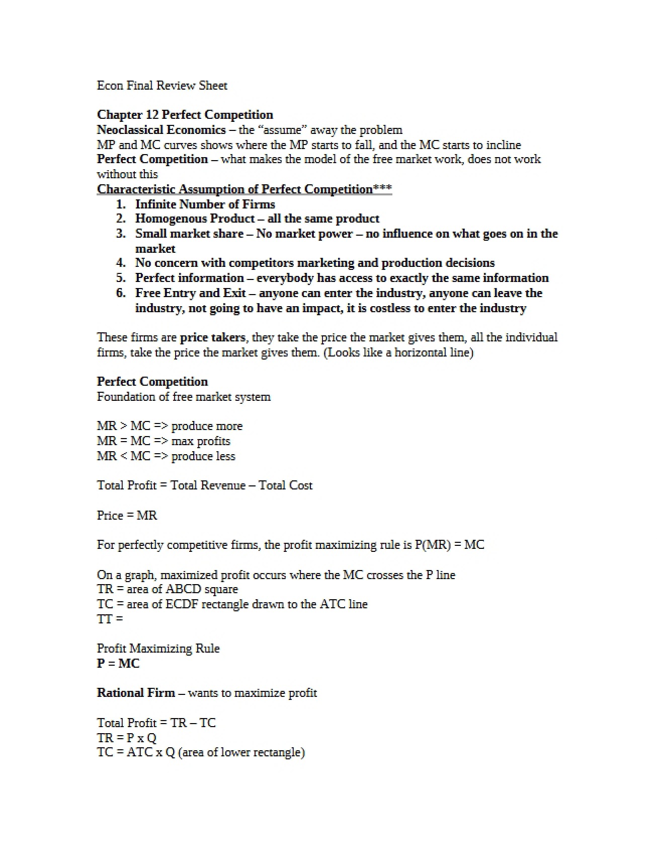 Review Sheet for Final