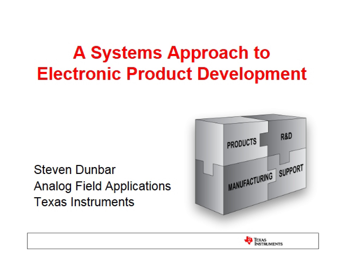 Systems Approach to Electronic Product Development