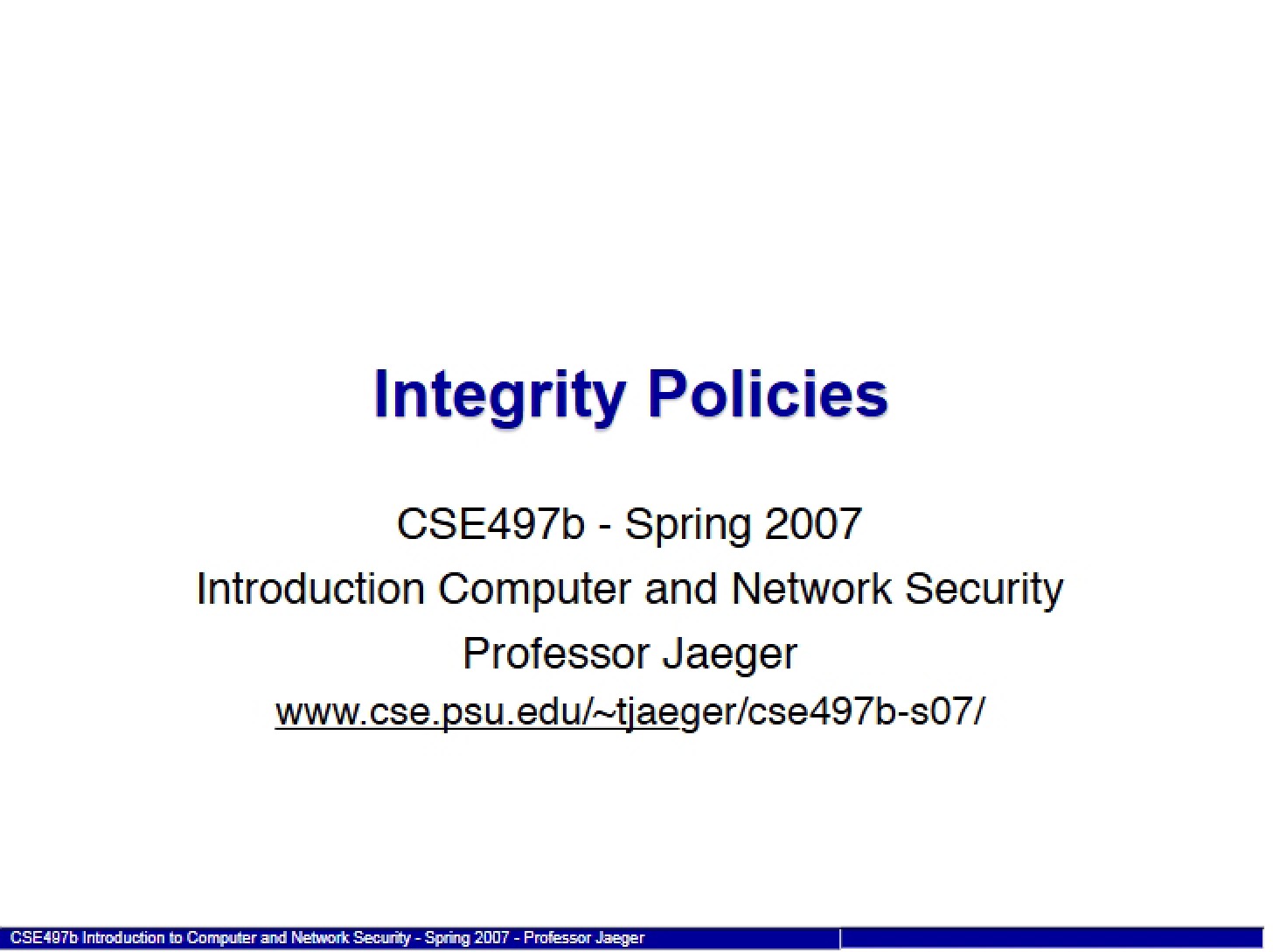 Policies for Data Integrity