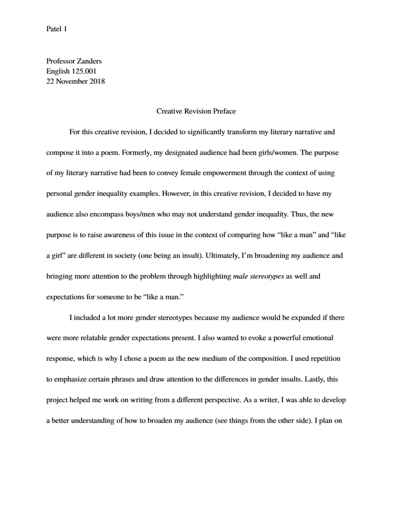 Preface for Creative Revision