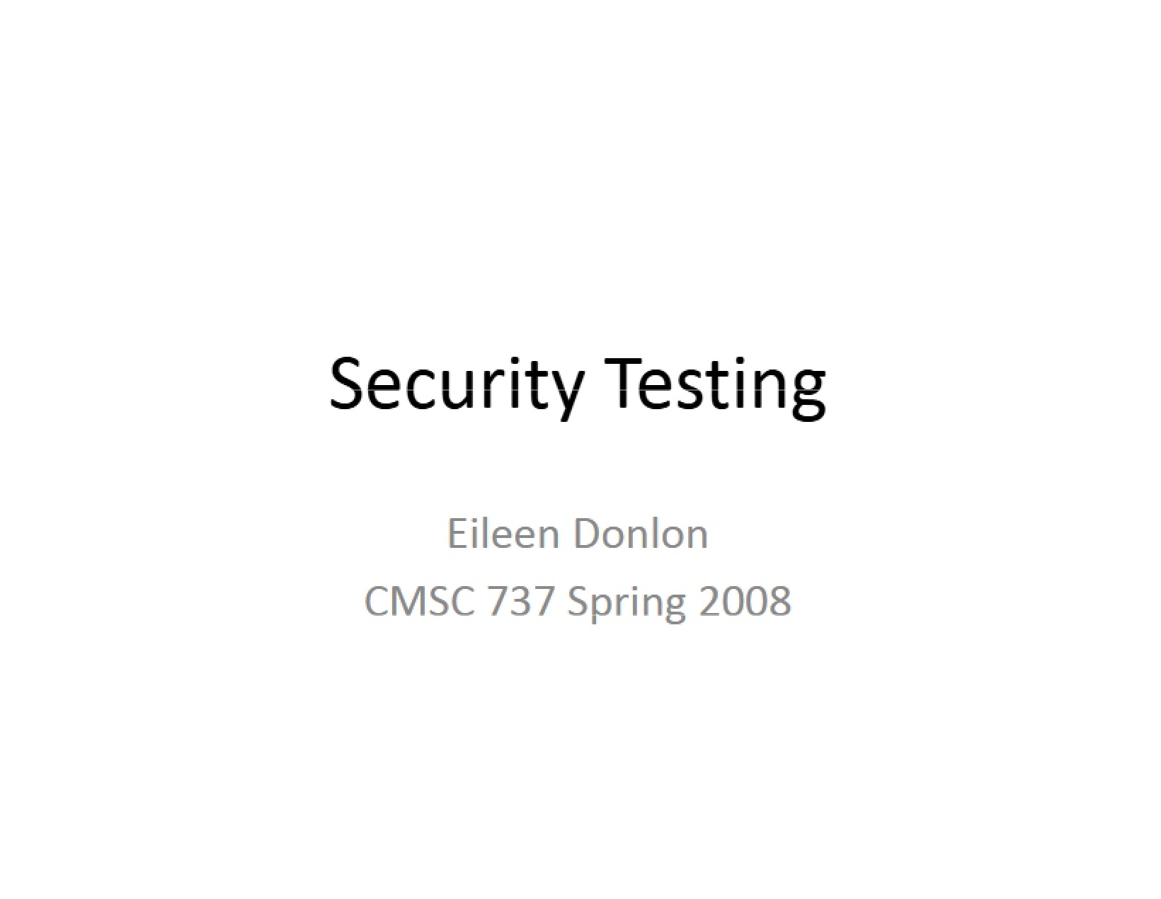 Testing for Security