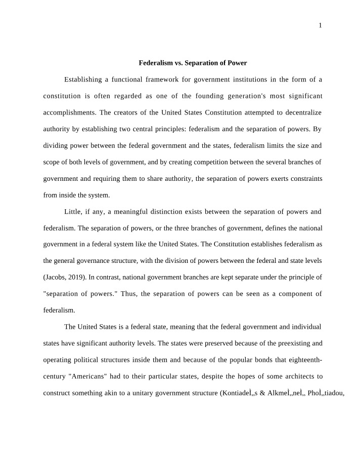 Federalism vs Separation of Power Part B