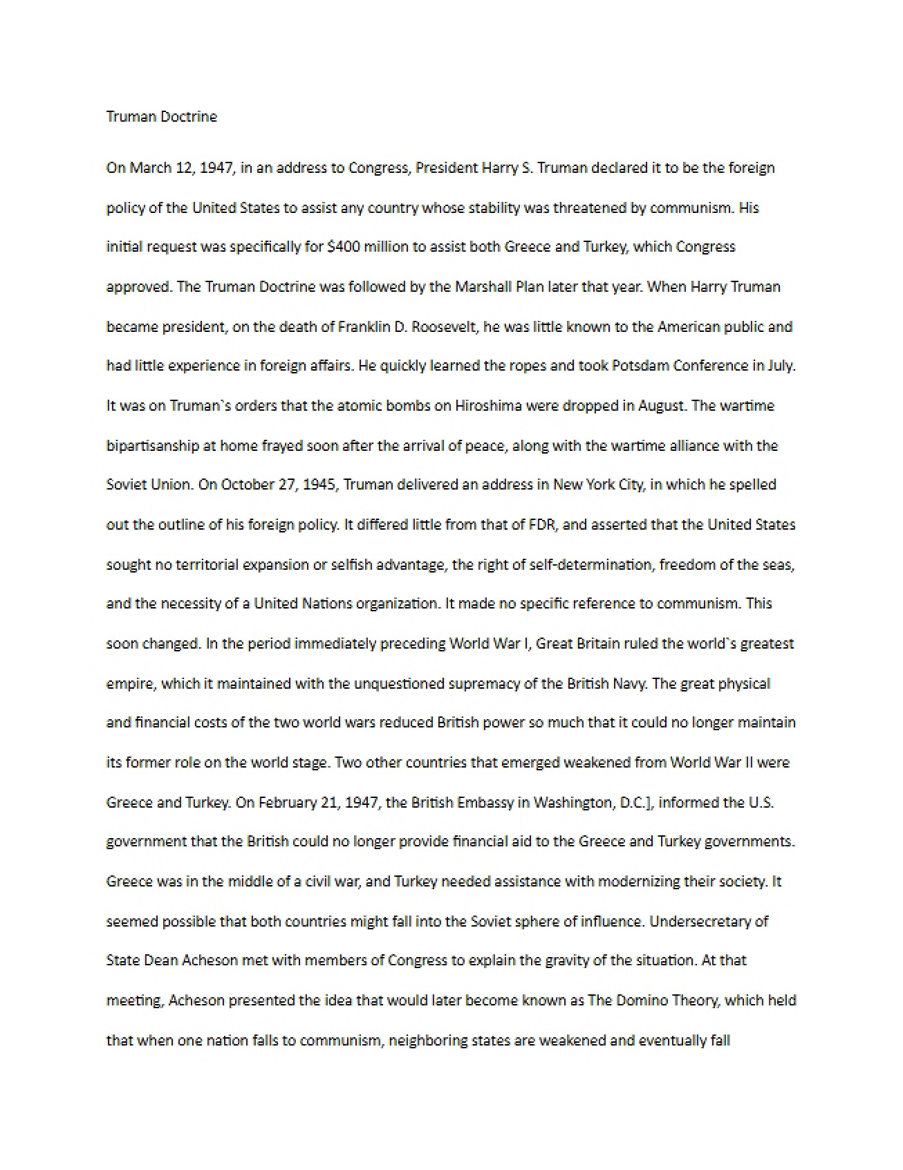 Origins of the Truman Doctrine
