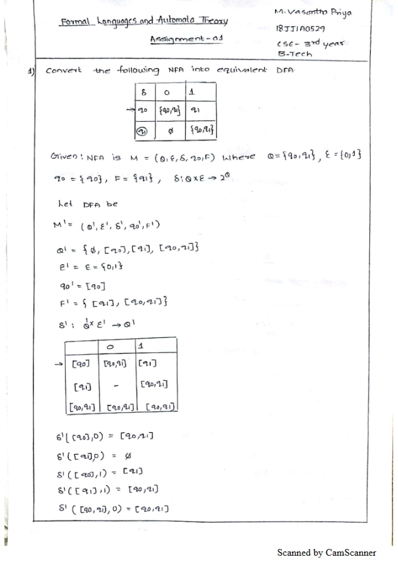 Assignment for Formal Languages and Automata Theory
