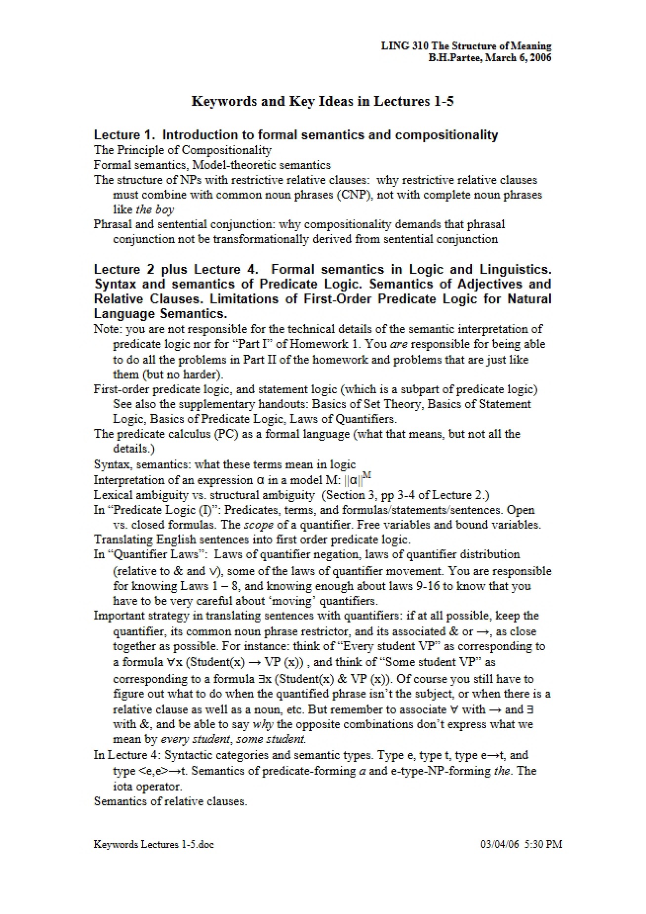 Intro to Compositionality and Formal Semantics (Lecture 1)