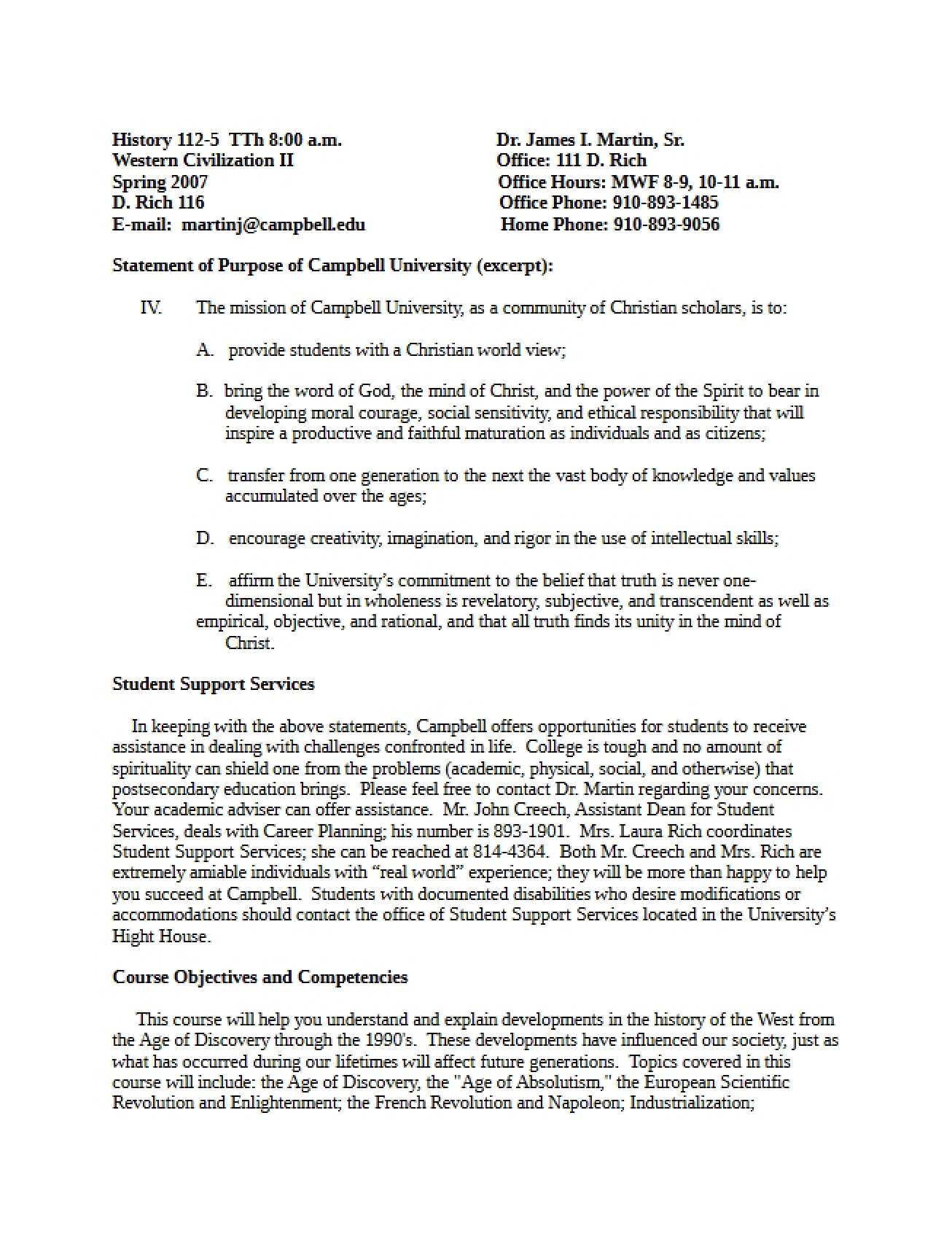 Syllabus for History 112 - 7 Pages