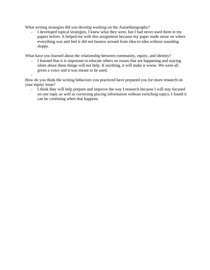 Writing Strategies for Autoethnography