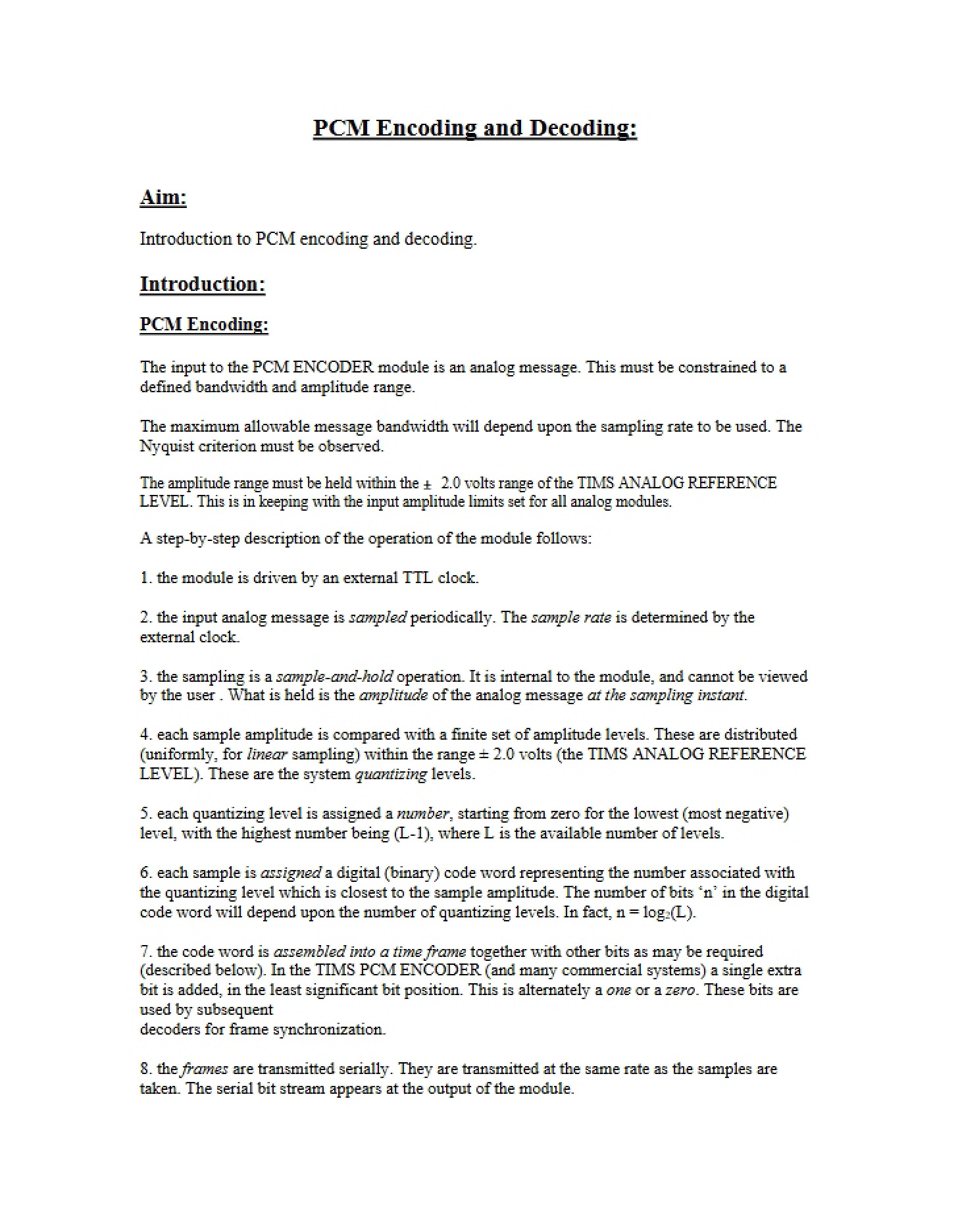 Decoding and Encoding PCM