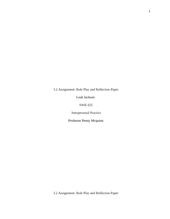 Engaging with Involuntary Clients - Role Play and Reflection