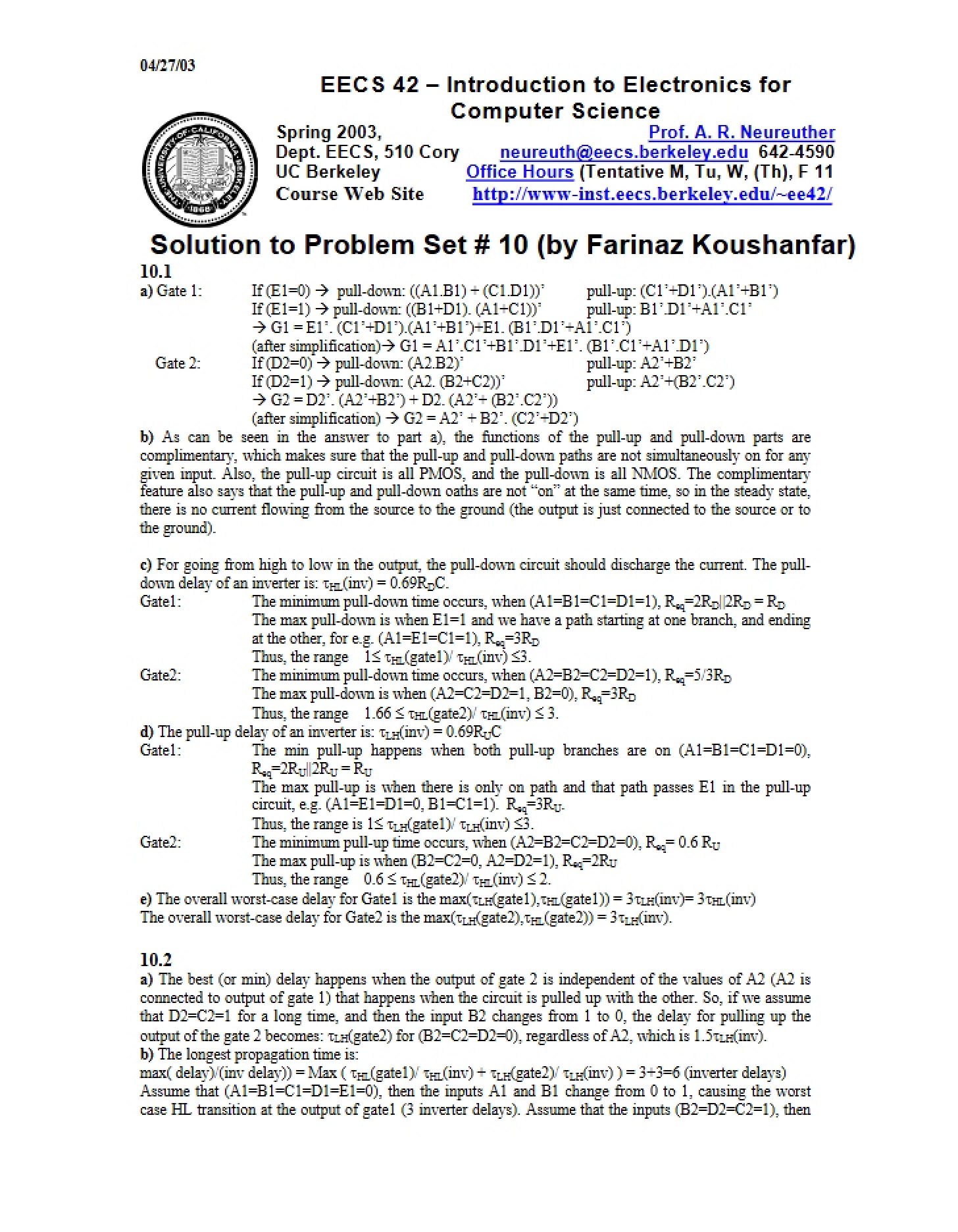Problem Set 10 Solutions