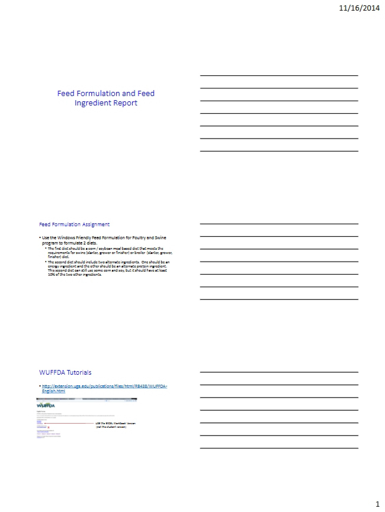Report on Feed Ingredients and Formulation