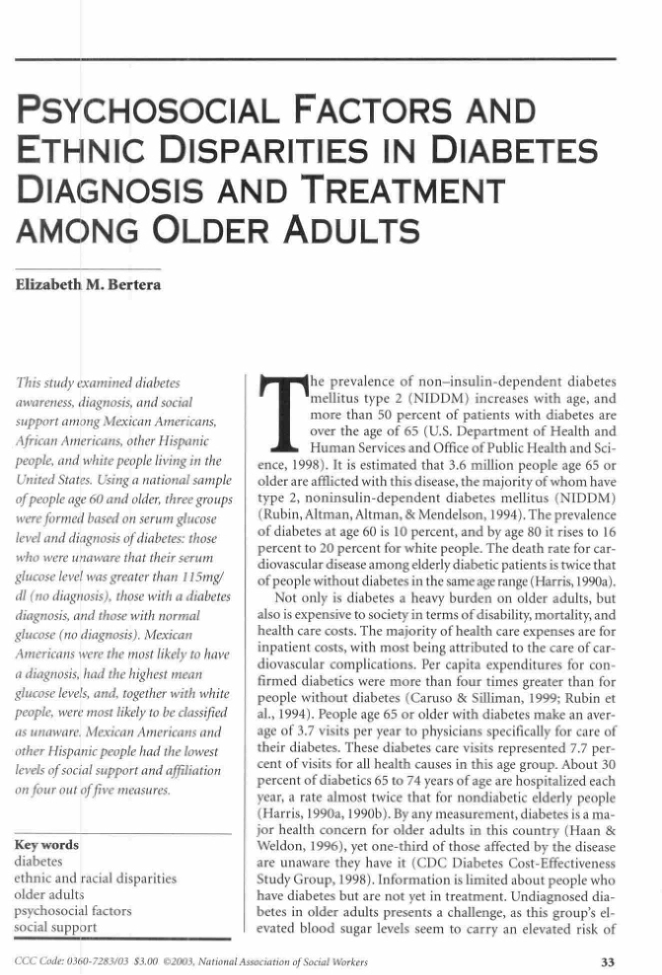 Diabetes Psychosocial Aspects