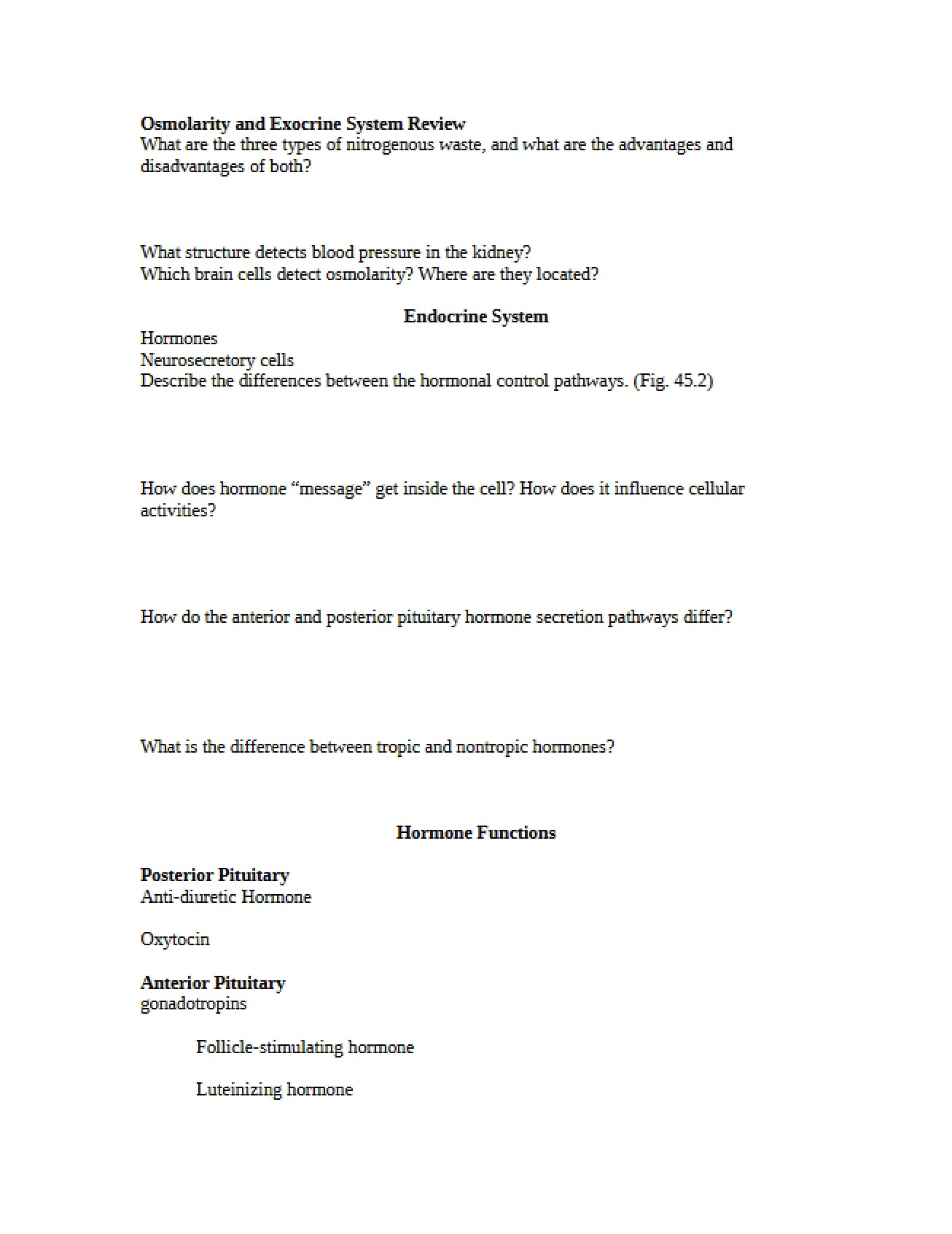 General Review for the Biology II Course