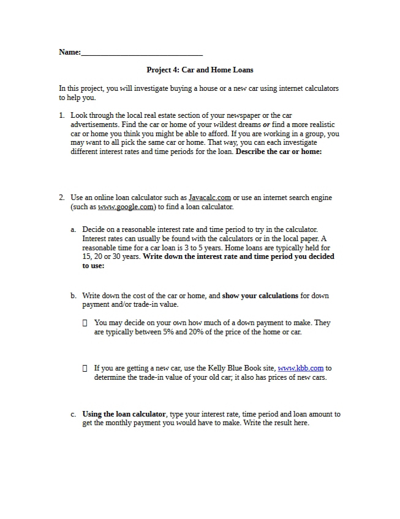 Loans for Homes and Cars
