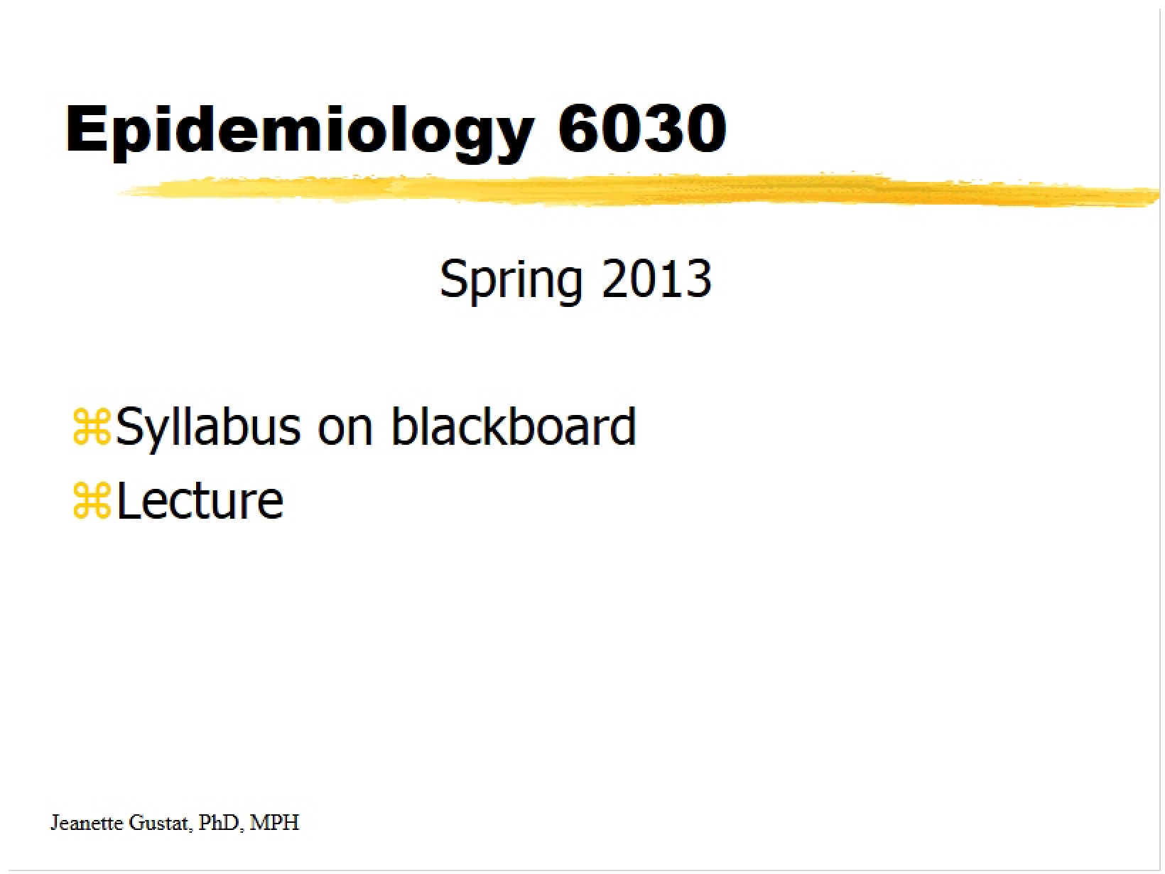 First Epidemiology Session