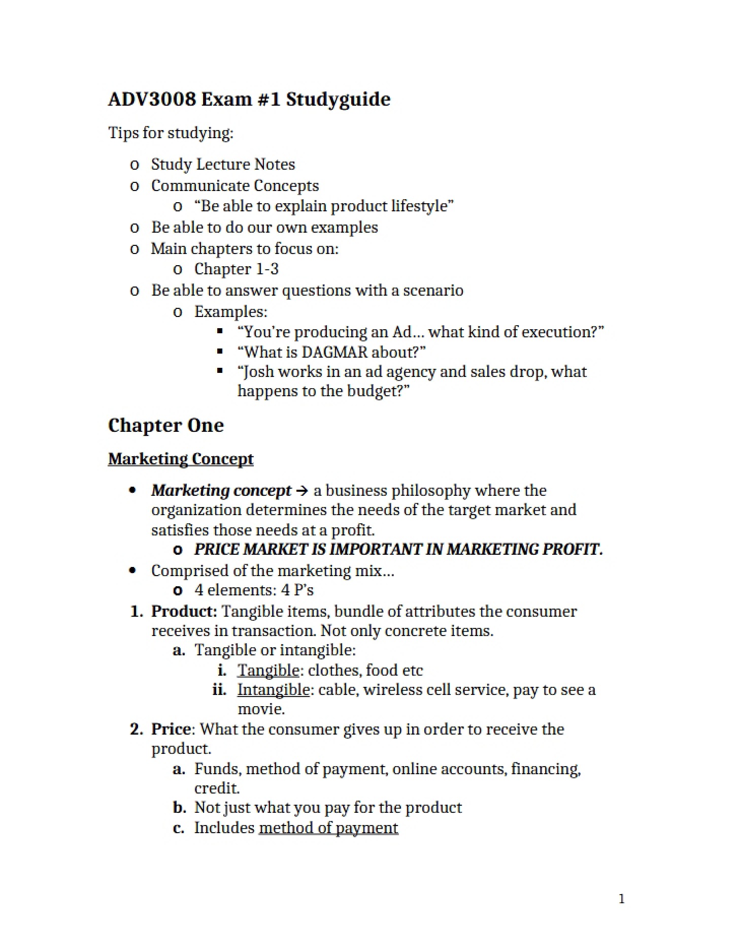 Midterm 1 Study Framework