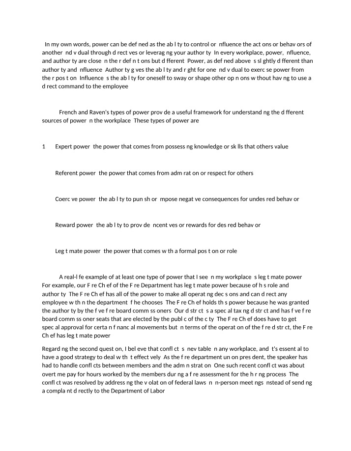 Workplace Power Sources and Conflict Resolution