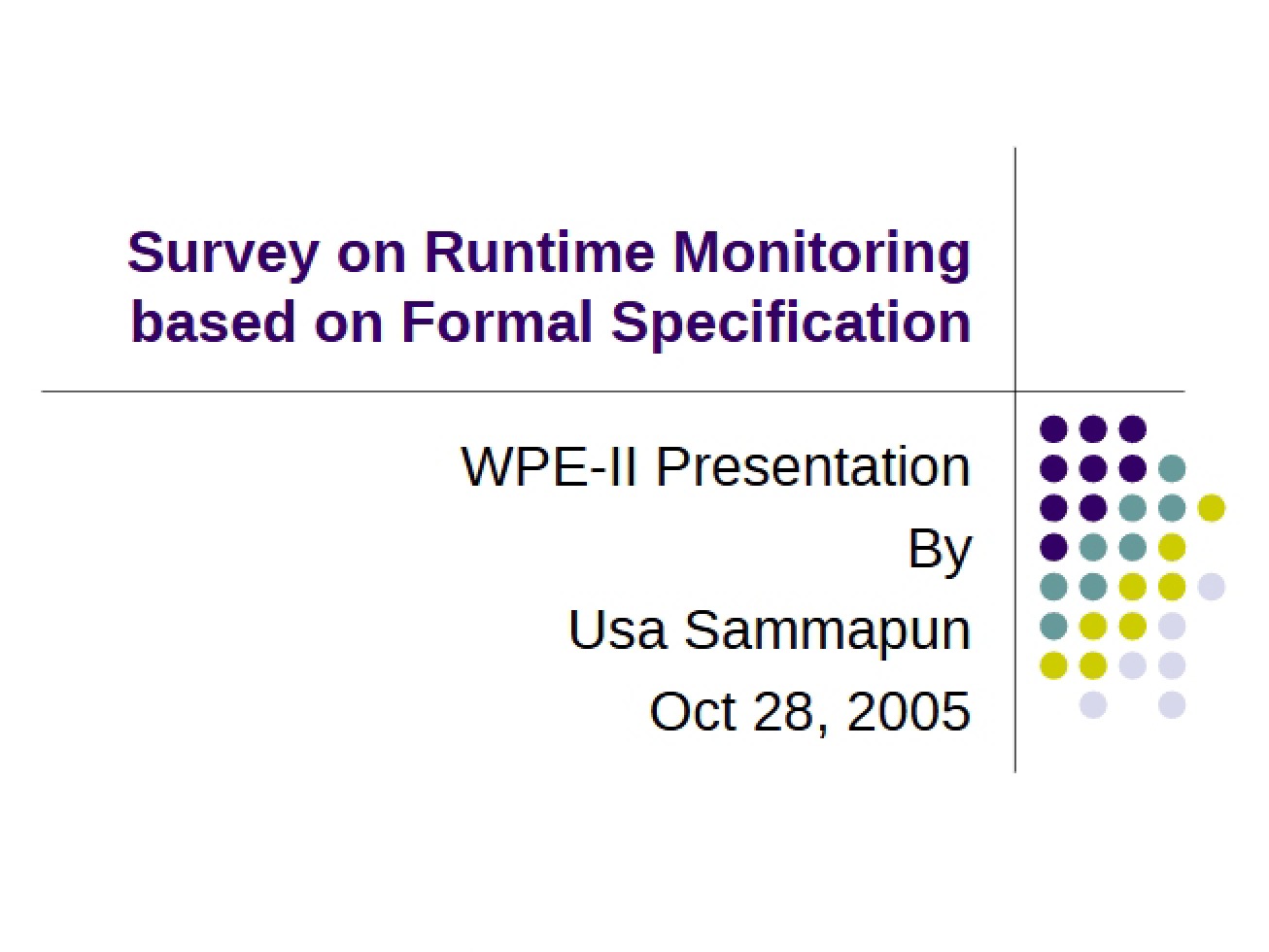 Runtime Monitoring Survey (Formal Spec Based)