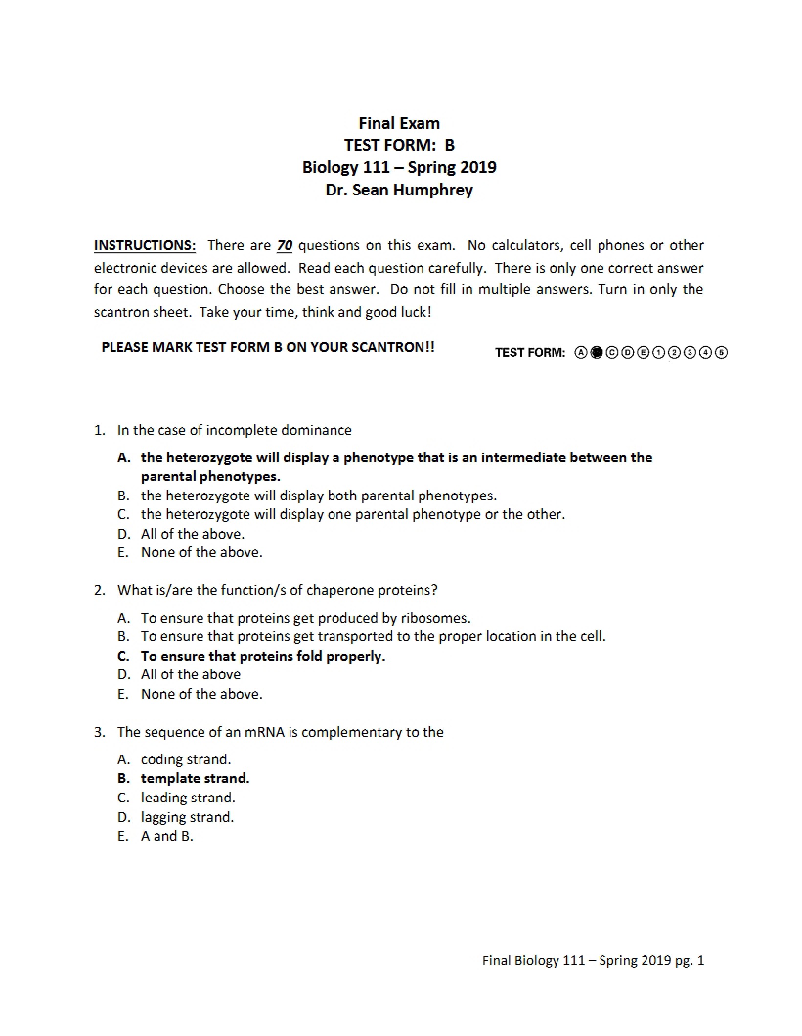 Biology Practice Test