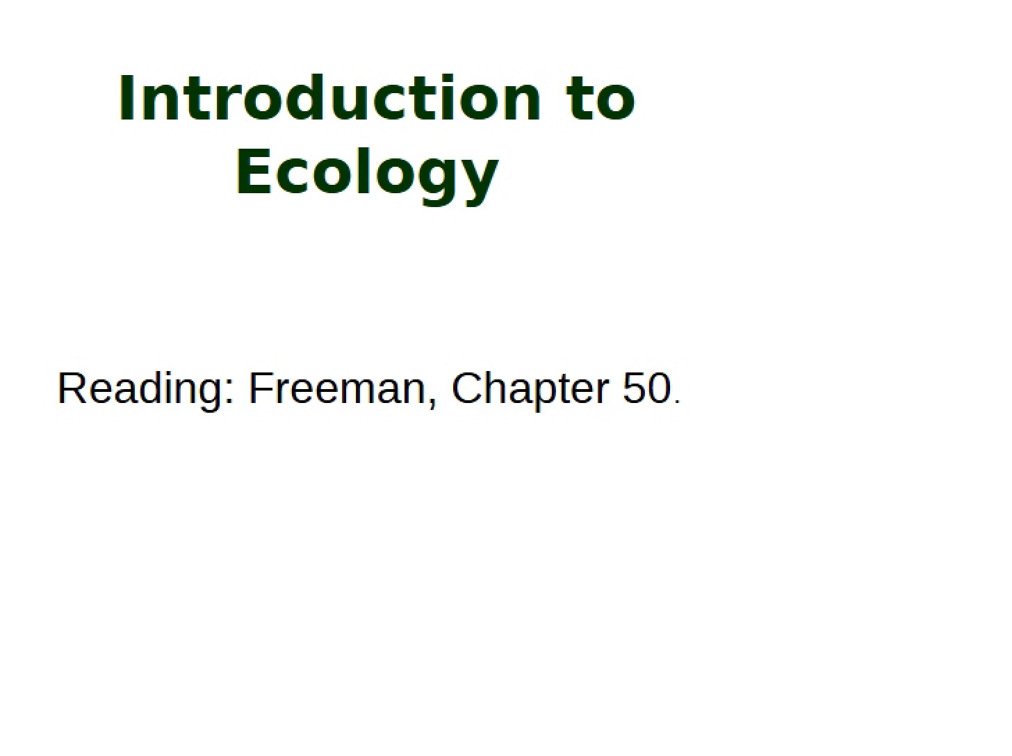 Ecology Introduction