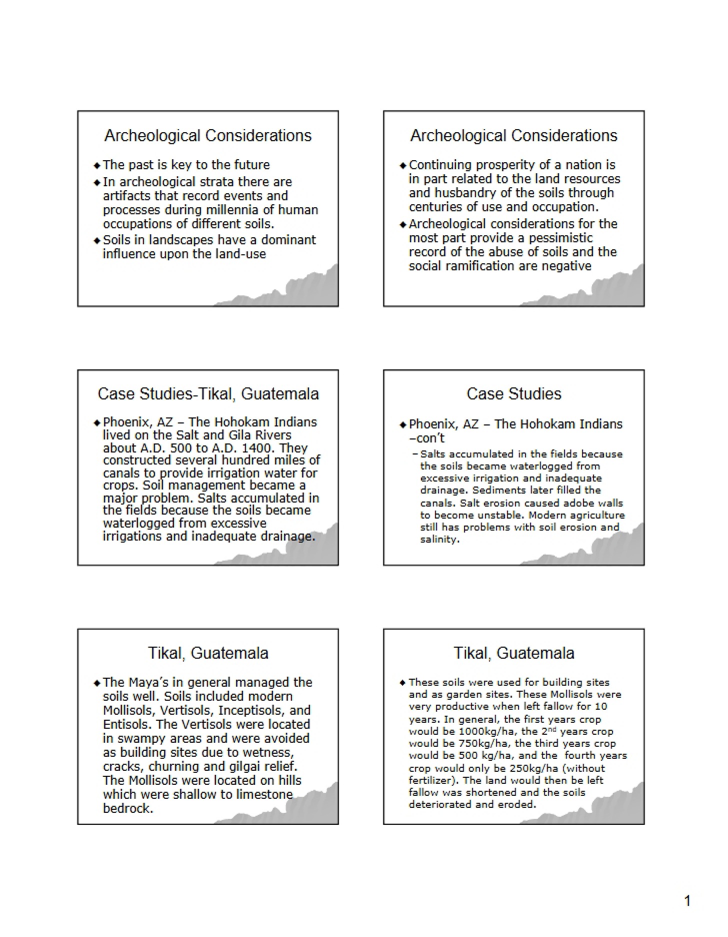 Considerations for Archaeology