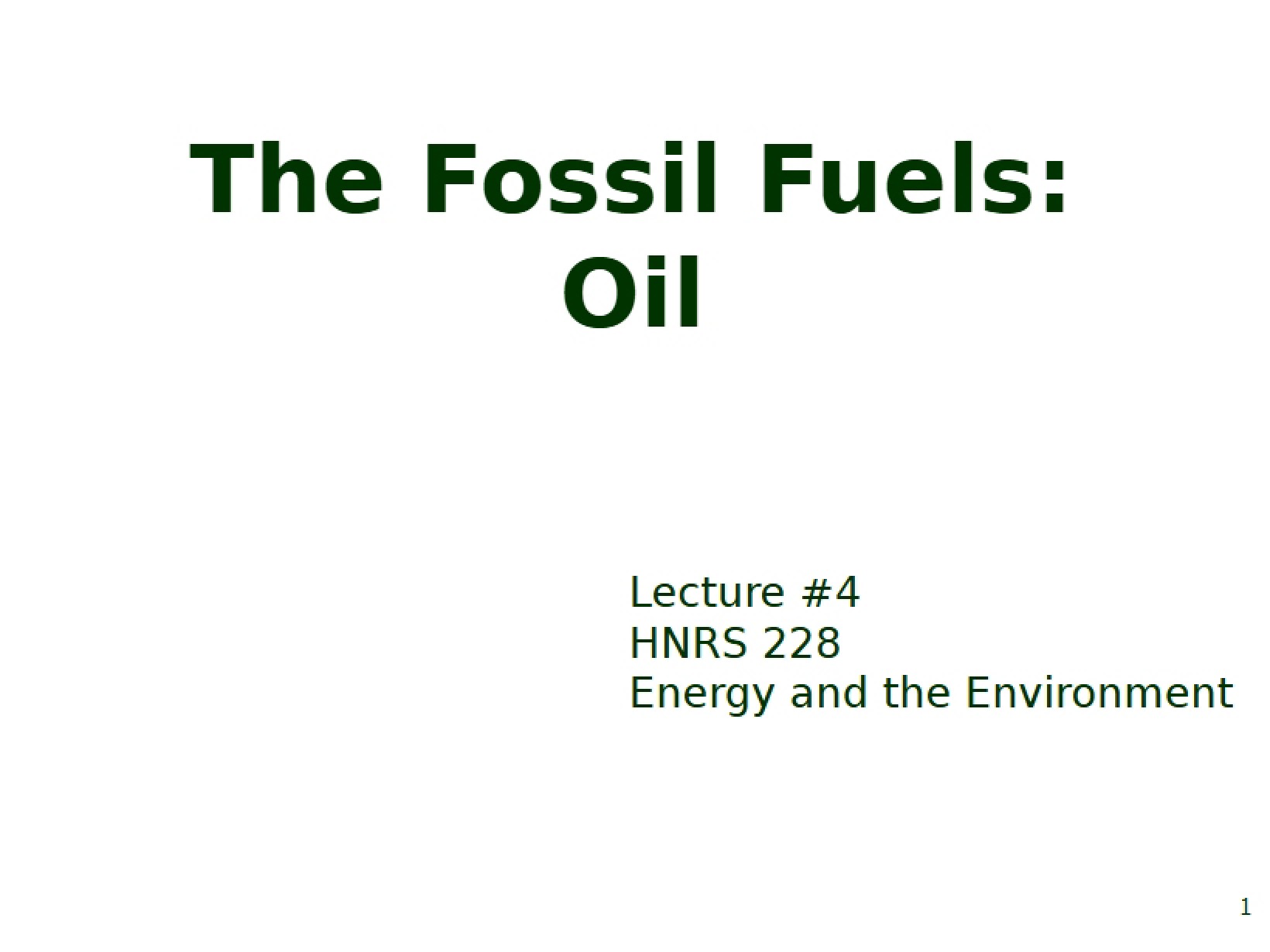 Oil Fossil Fuels