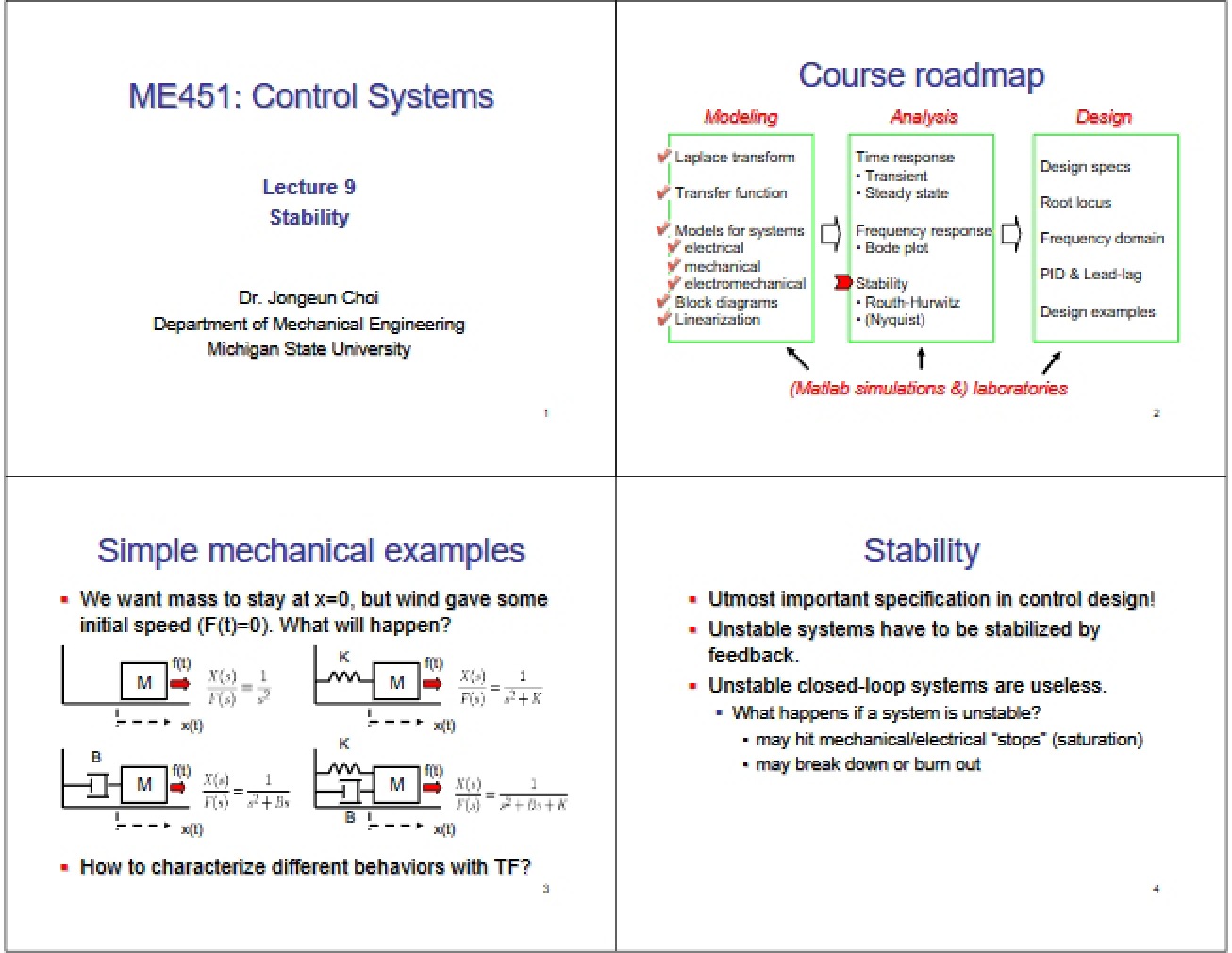 Stability (Lecture 9)