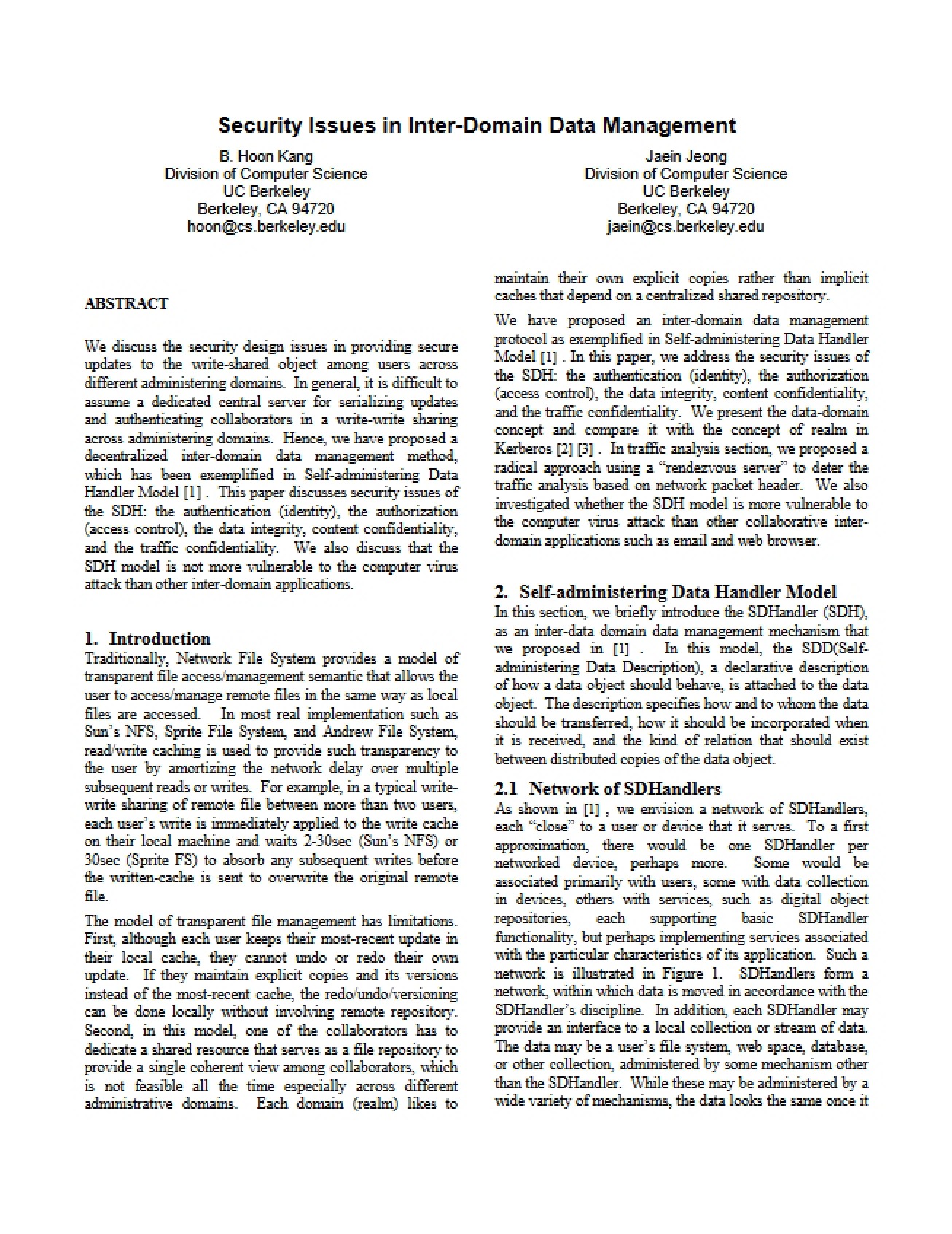 Inter-Domain Data Management Security
