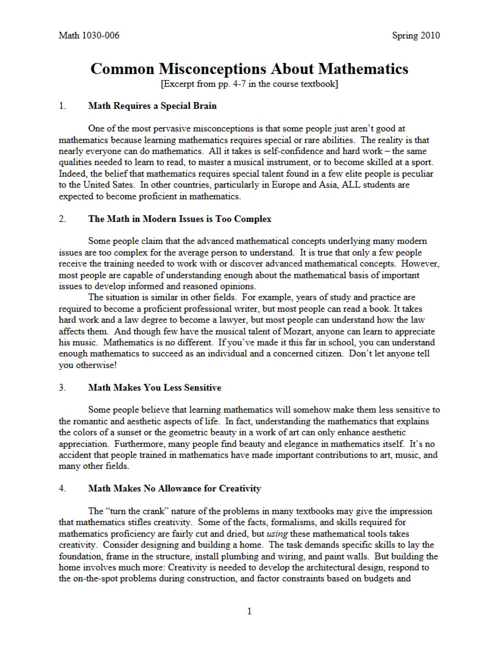 Mathematical Misconceptions