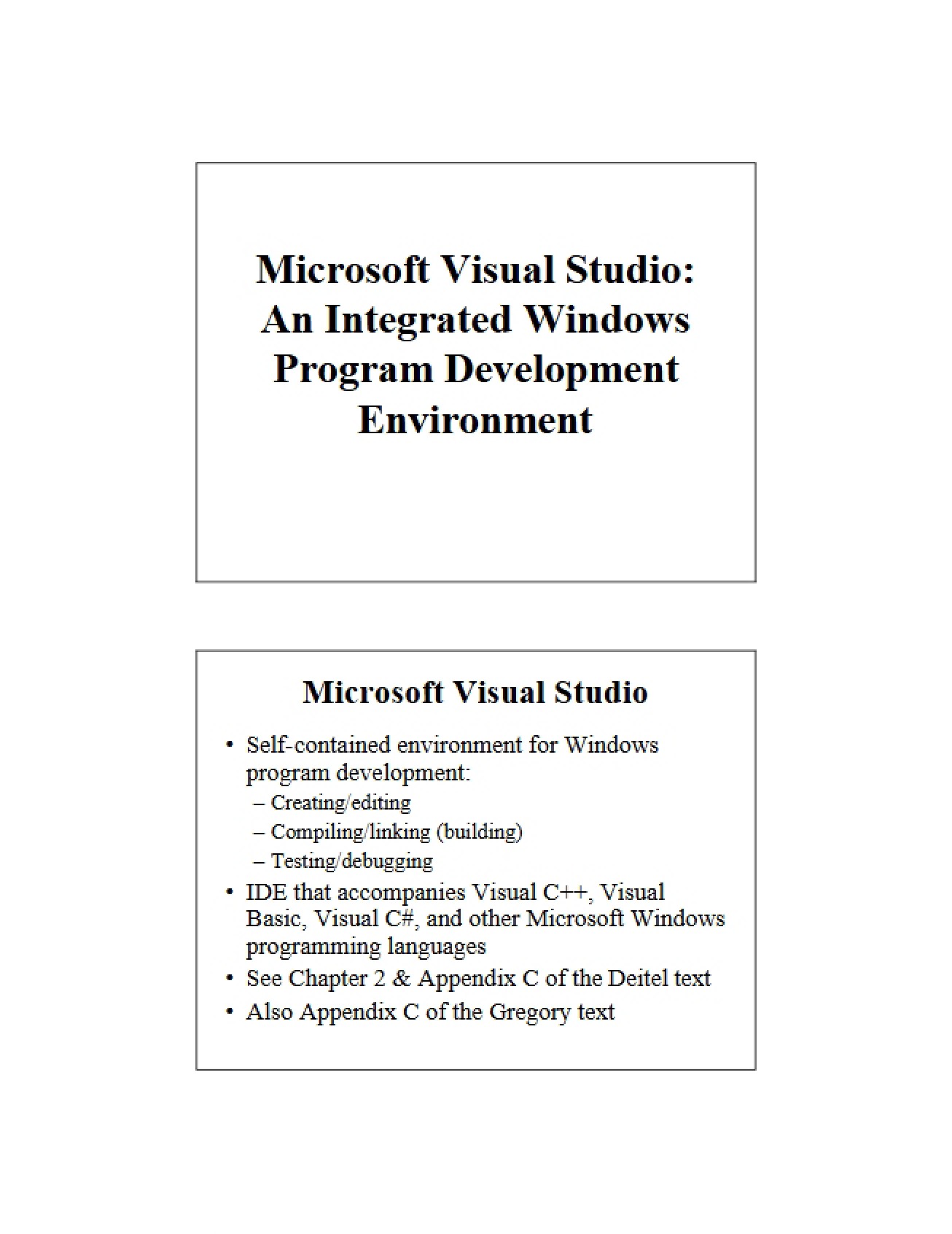 Visual Studio Setup (Fall 09)