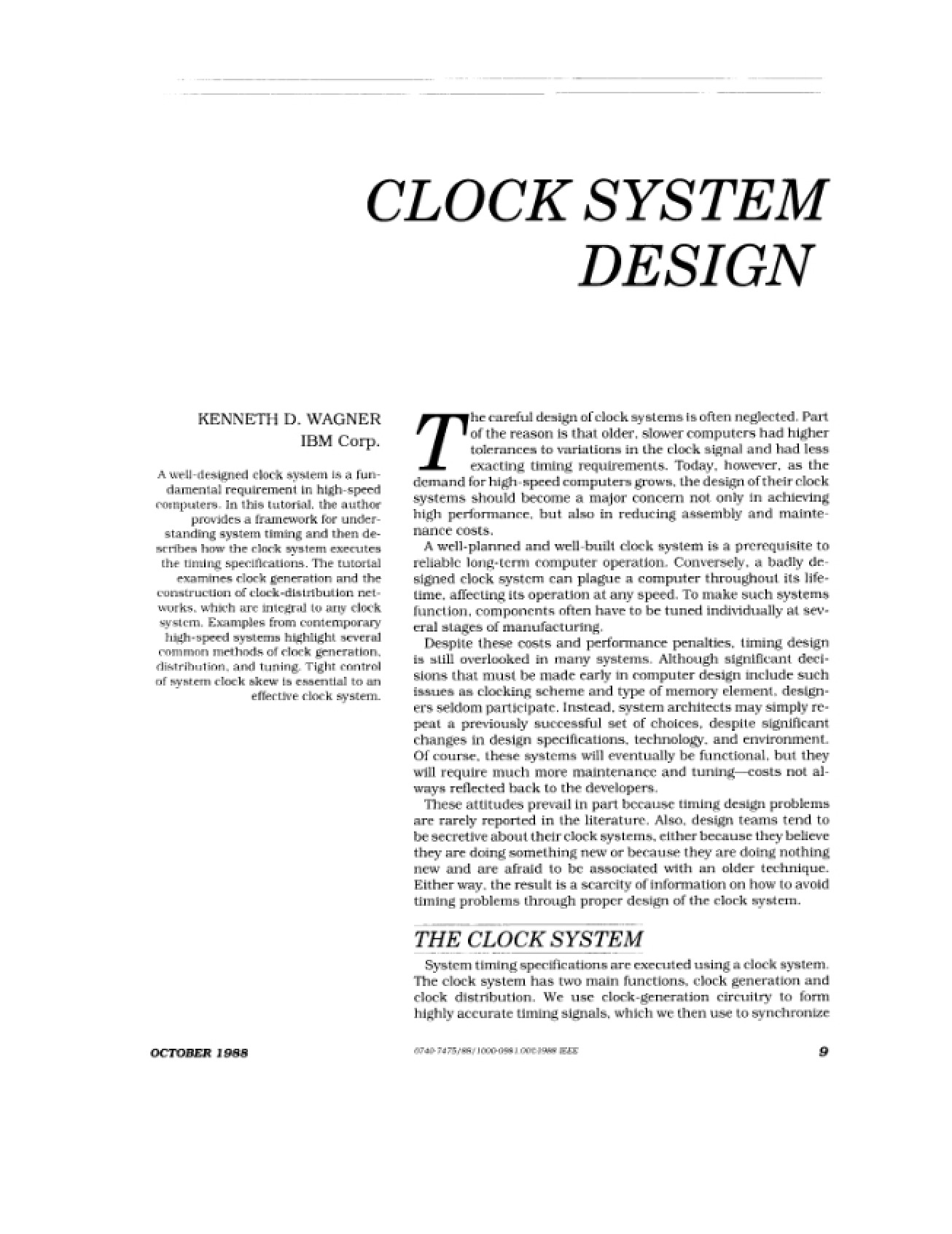 Design of Clock Systems
