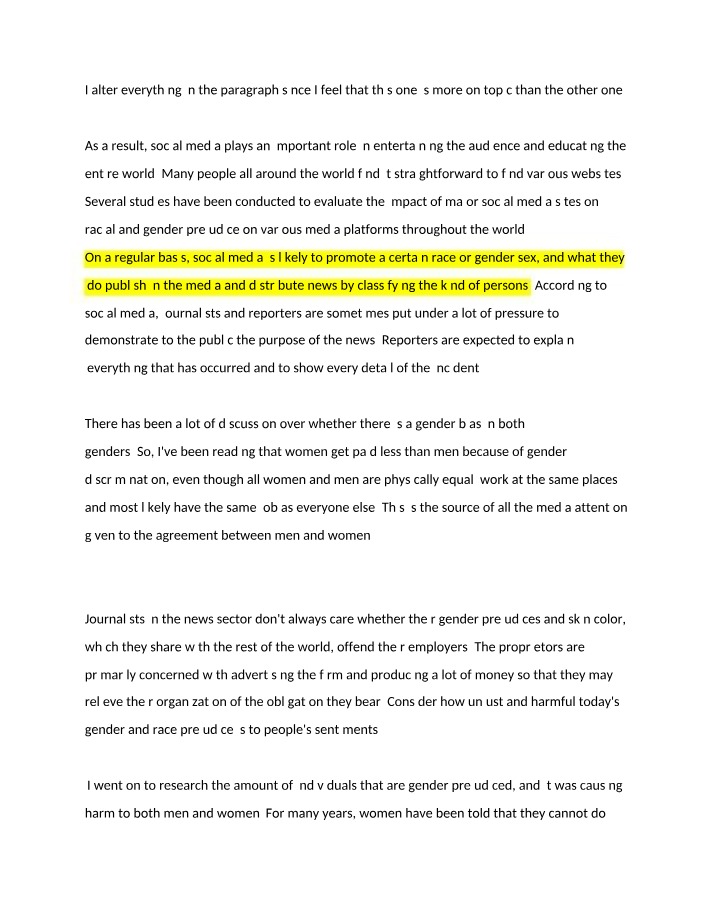 Notes on Prejudice, Race, and Gender in Media Journalism