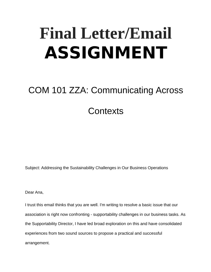 Sustainability Challenges in Business Operations Assignment