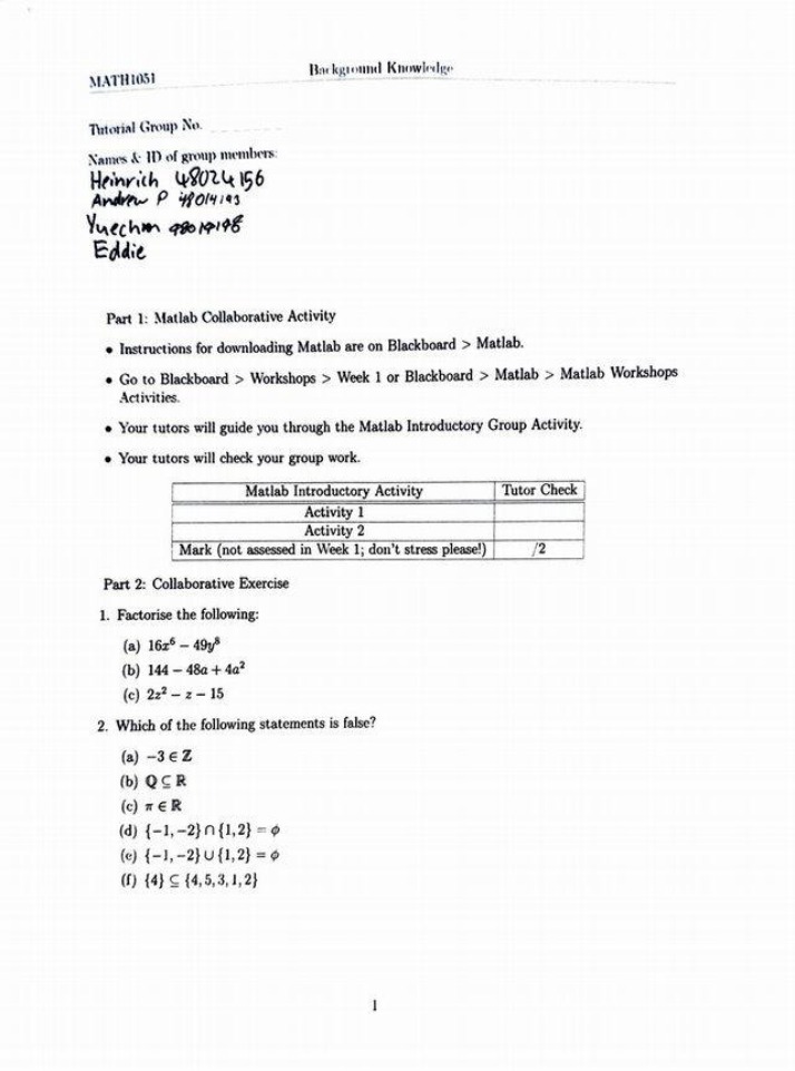 Matlab Collaborative Activity - Factorization and Equations