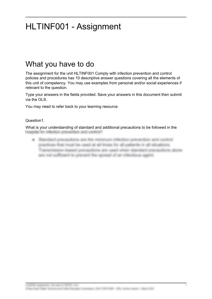 Assignment for HLTINF001