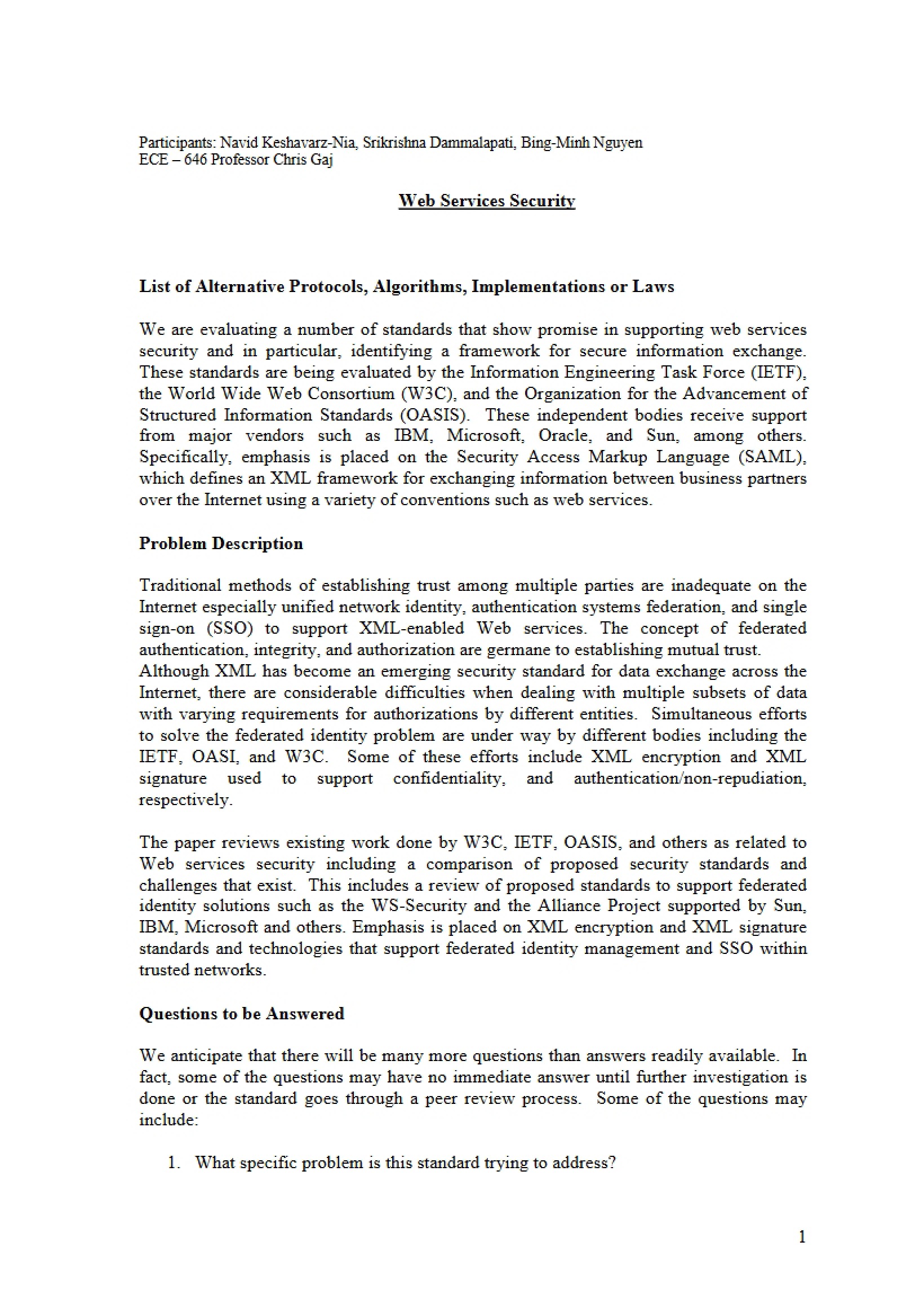Security for Web Services