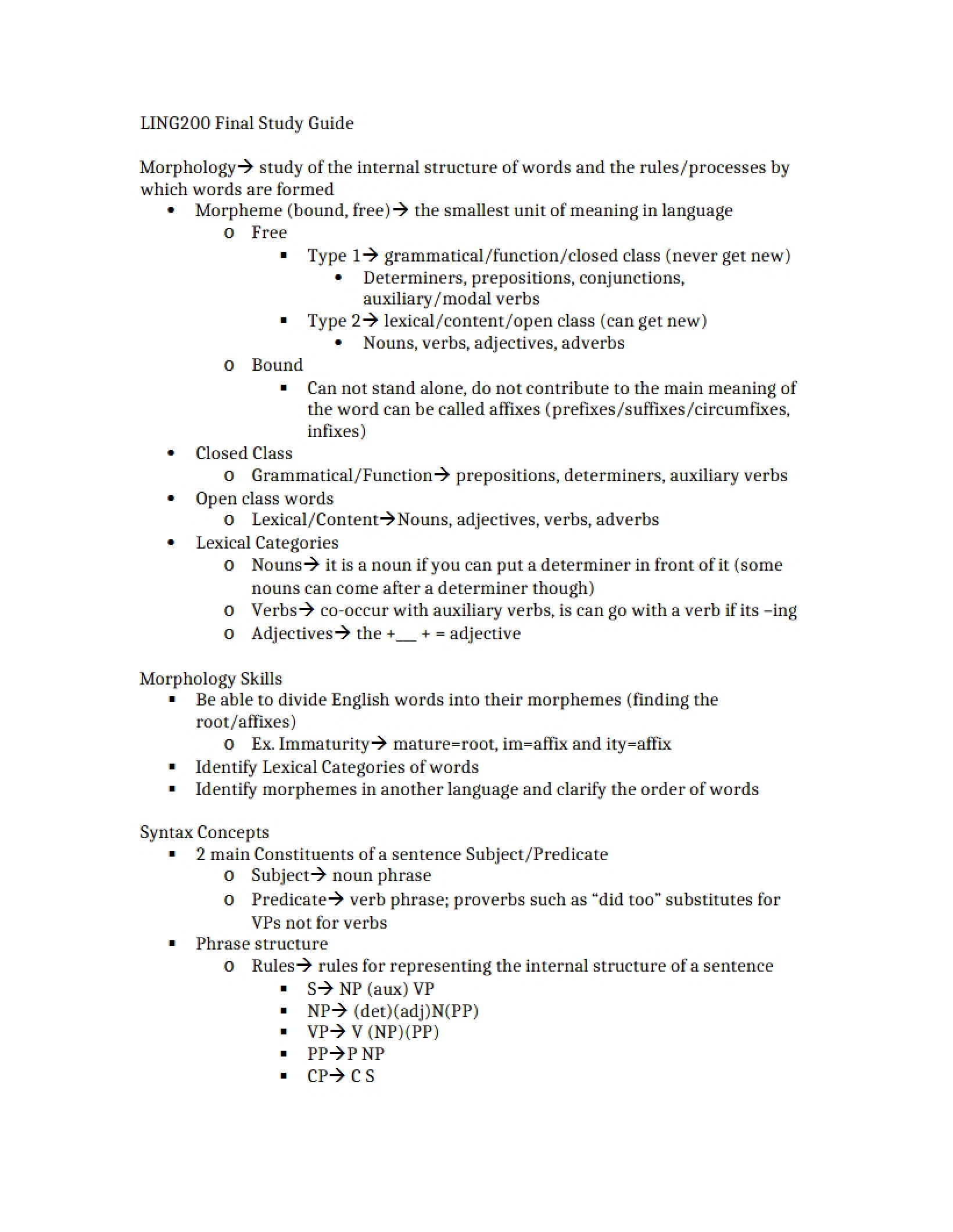 Guide for Final Review